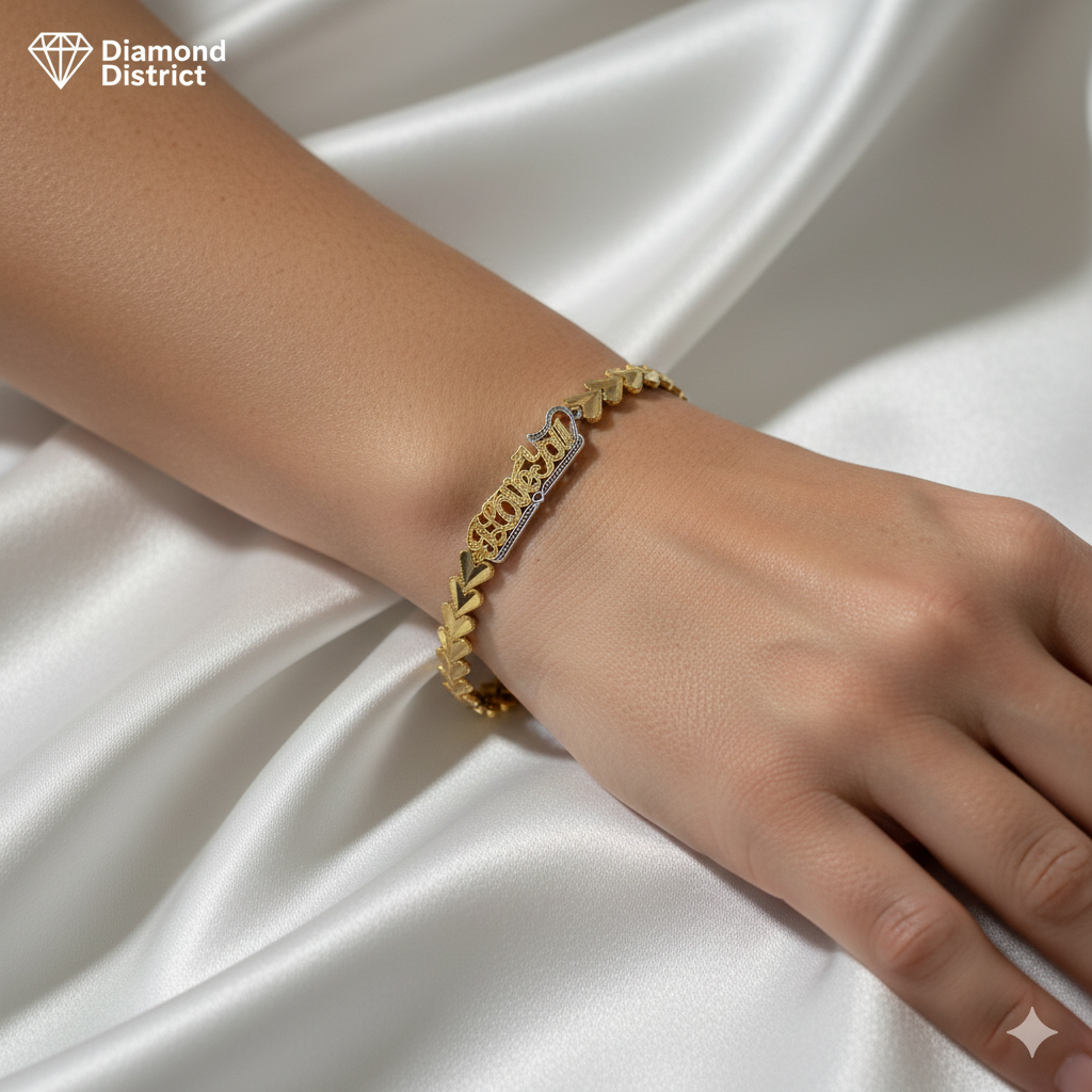 ILOVE YOU 10k Bracelet with Heart Band Woman