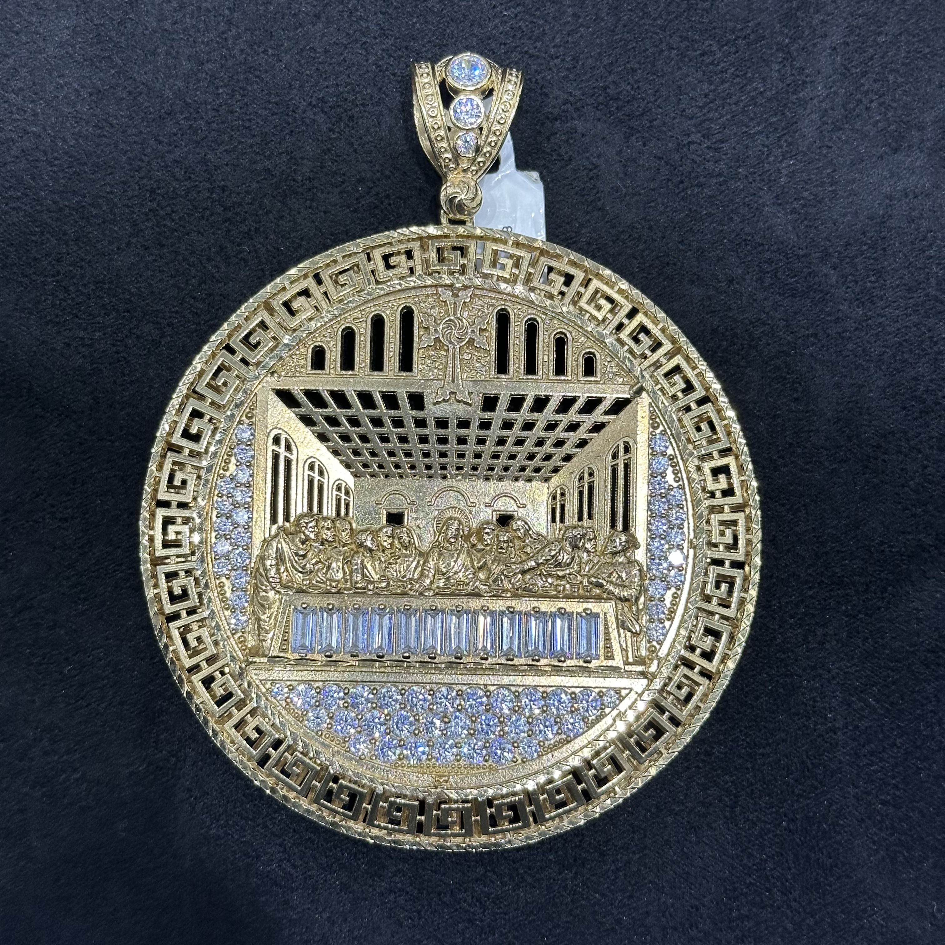 Extra Large 10k Gold Last Supper with CZ