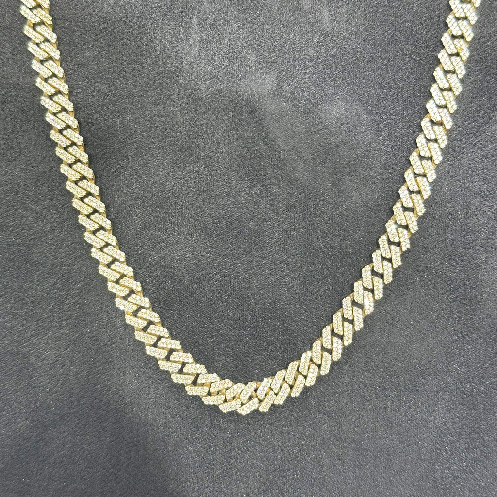 10k Solid Gold with Natural Diamond Cuban Chain 11.8CTW