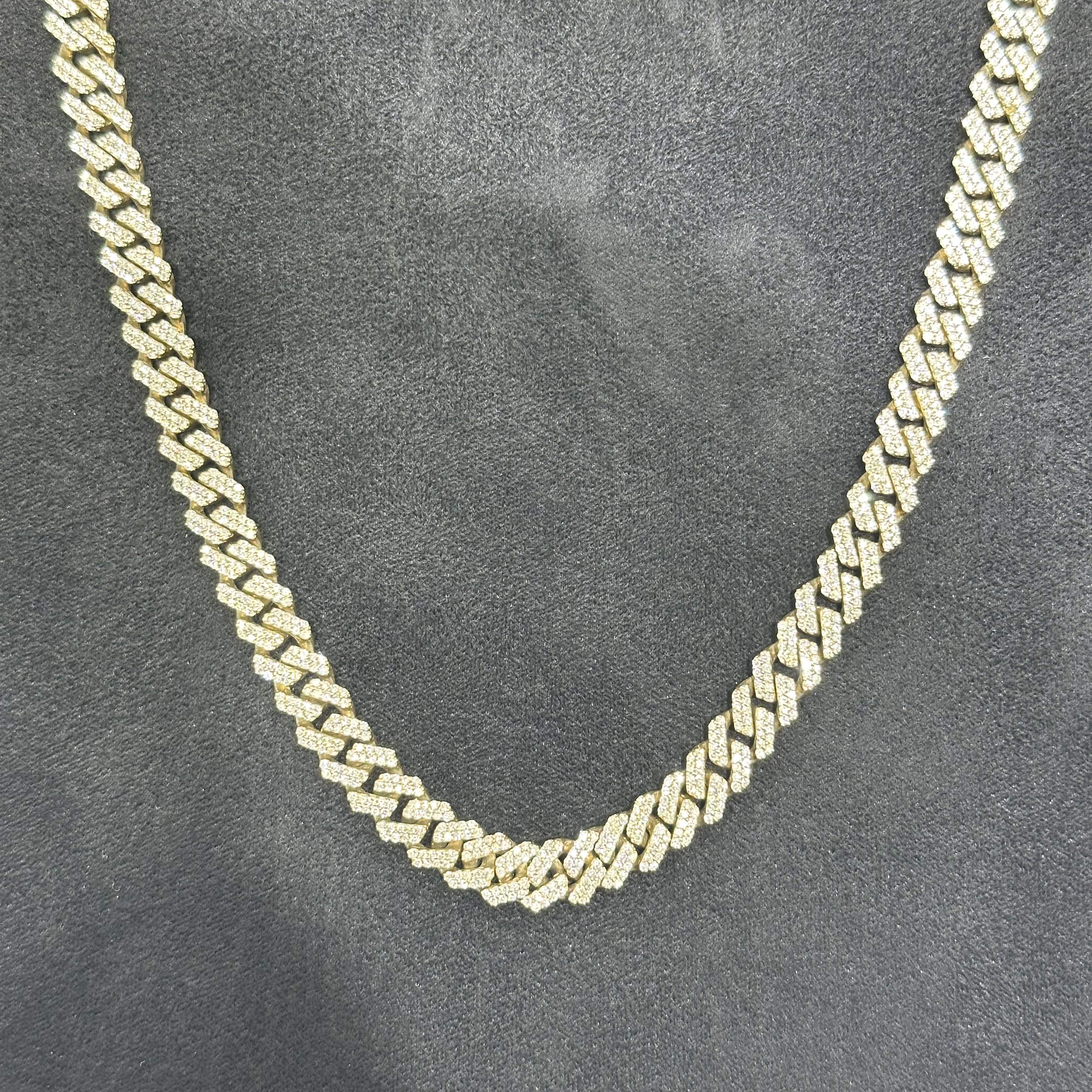 10k Solid Gold with Natural Diamond Cuban Chain 11.8CTW