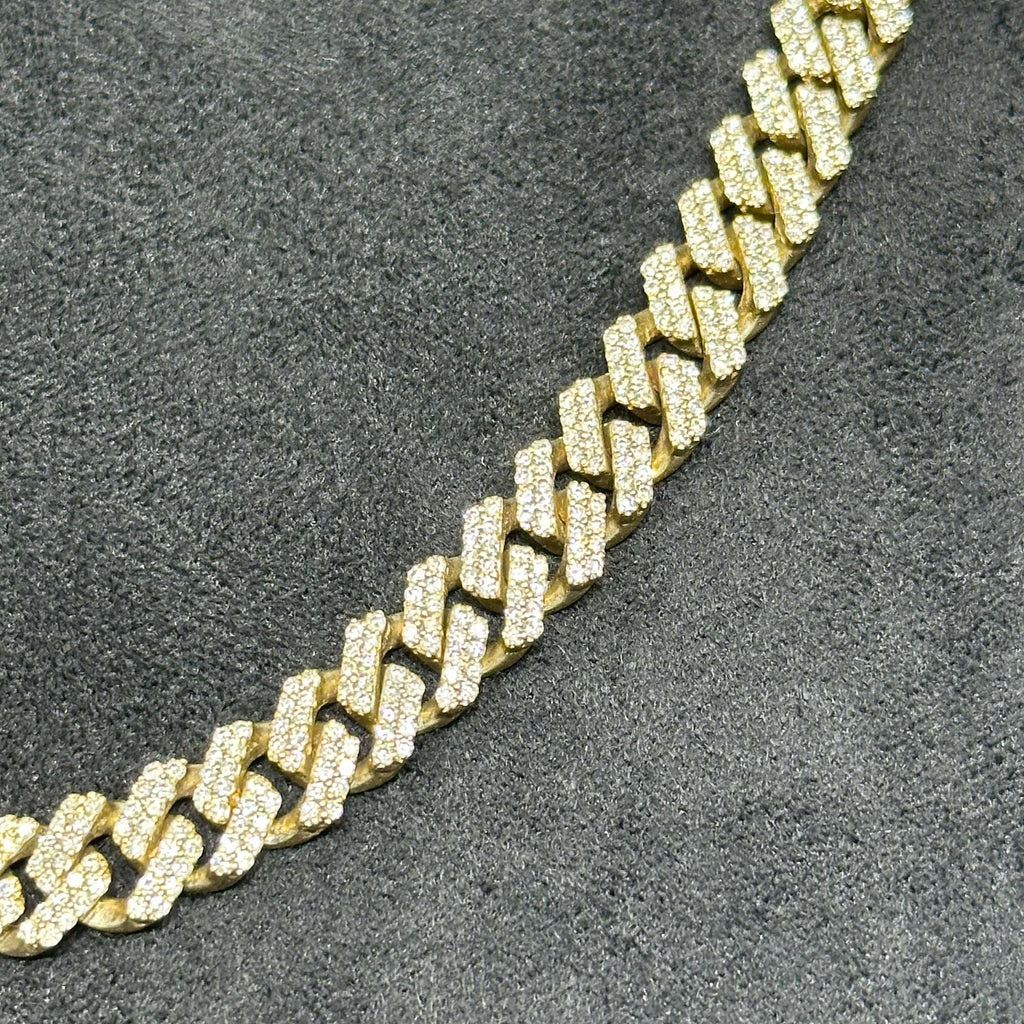 10k Solid Gold with Natural Diamond Cuban Chain 11.8CTW