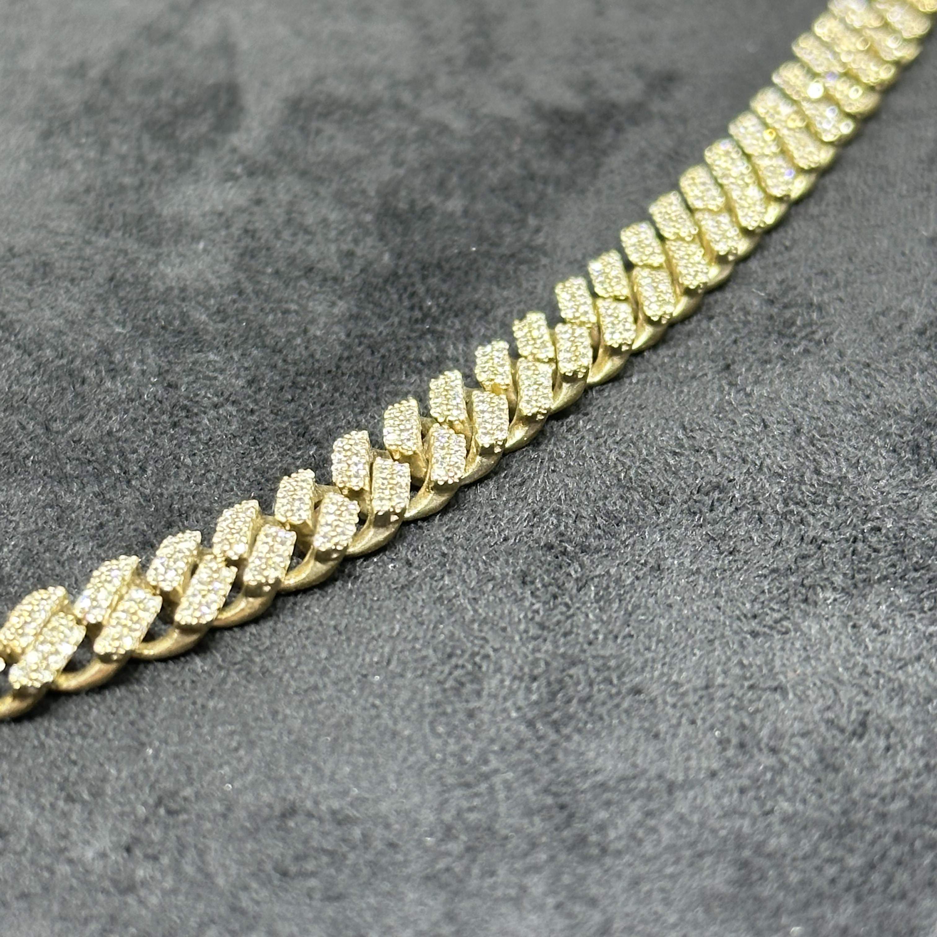 10k Solid Gold with Natural Diamond Cuban Chain 11.8CTW