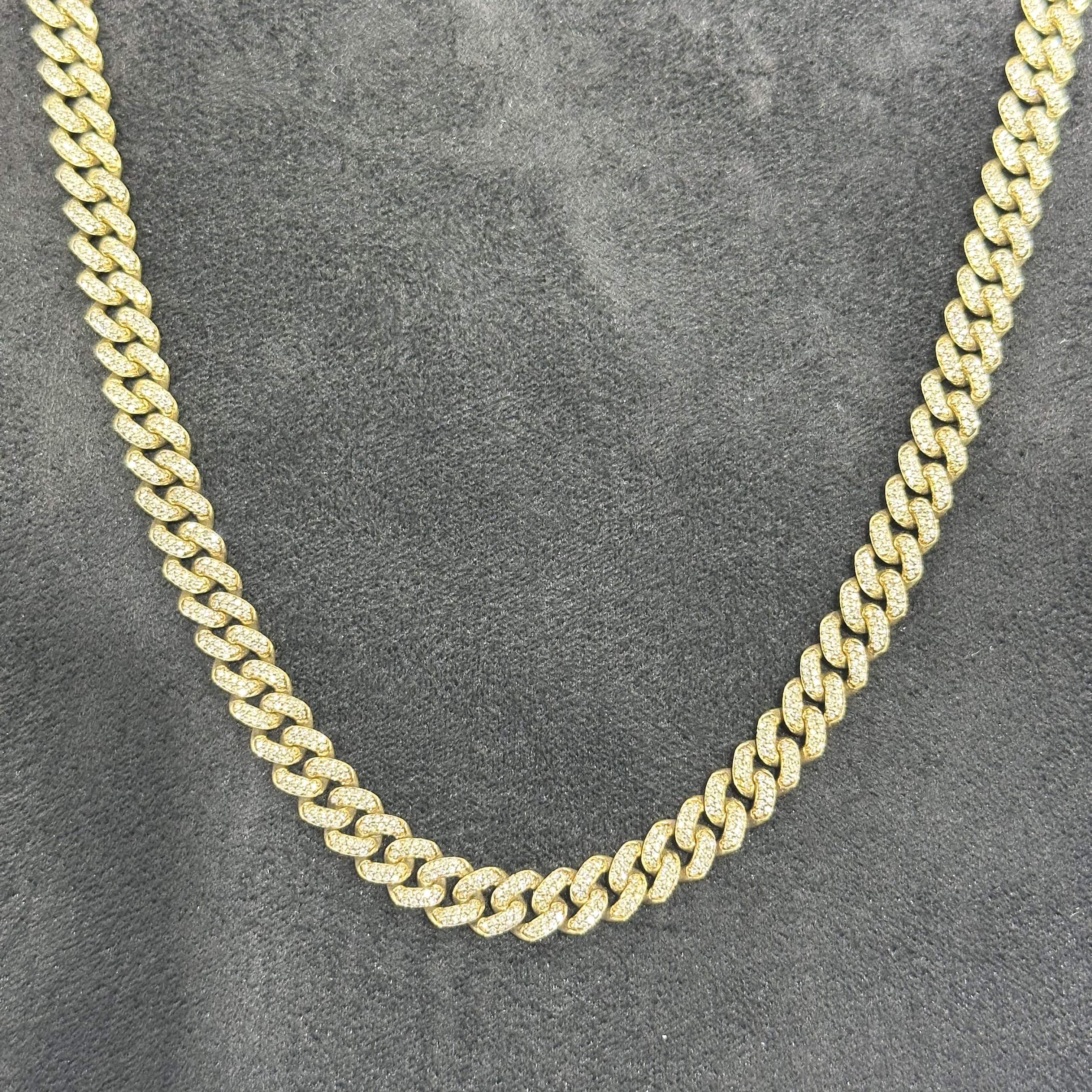 10k Natural Diamond 15.8 CTW Cuban Chain Solid Gold For Men & Women