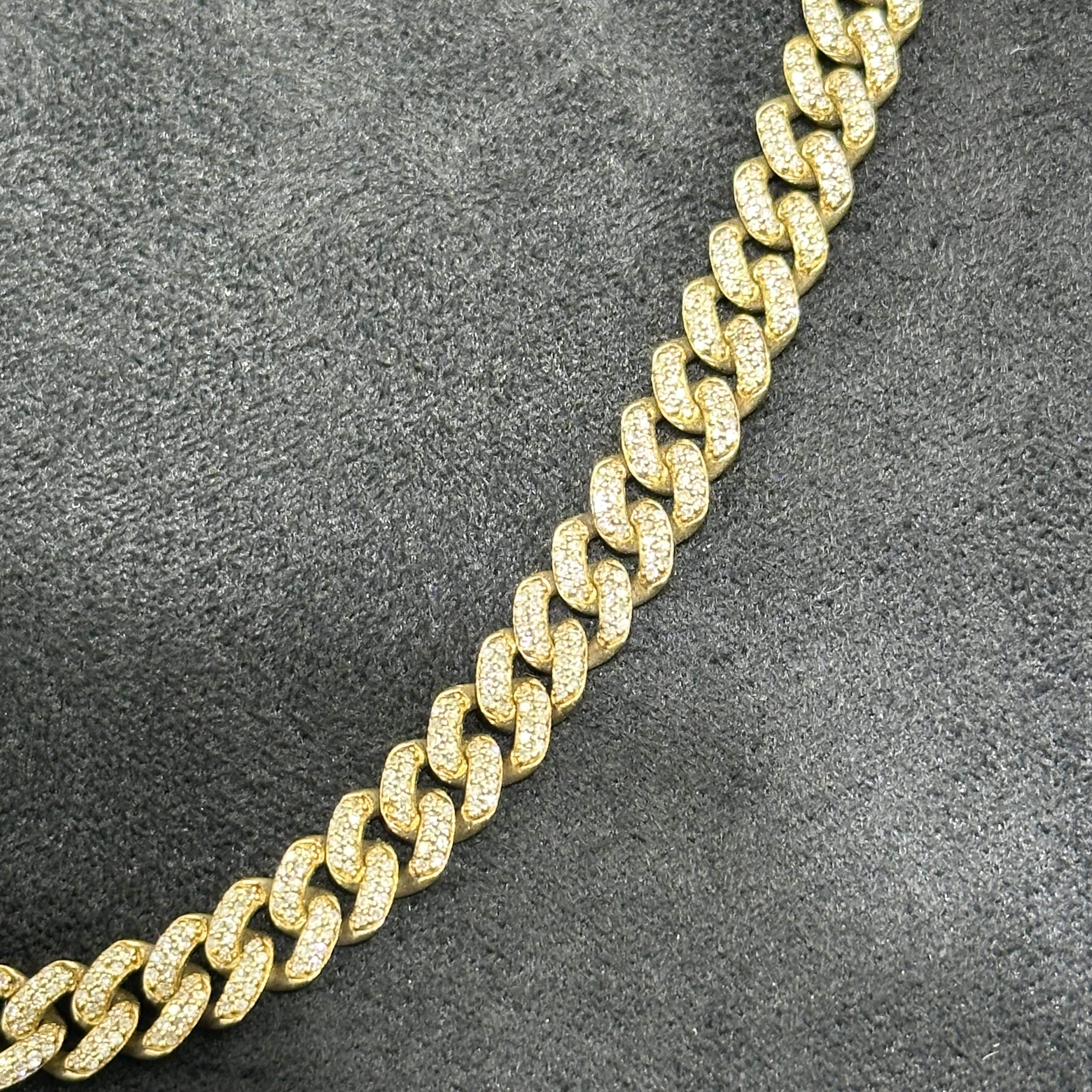 10k Natural Diamond 15.8 CTW Cuban Chain Solid Gold For Men & Women