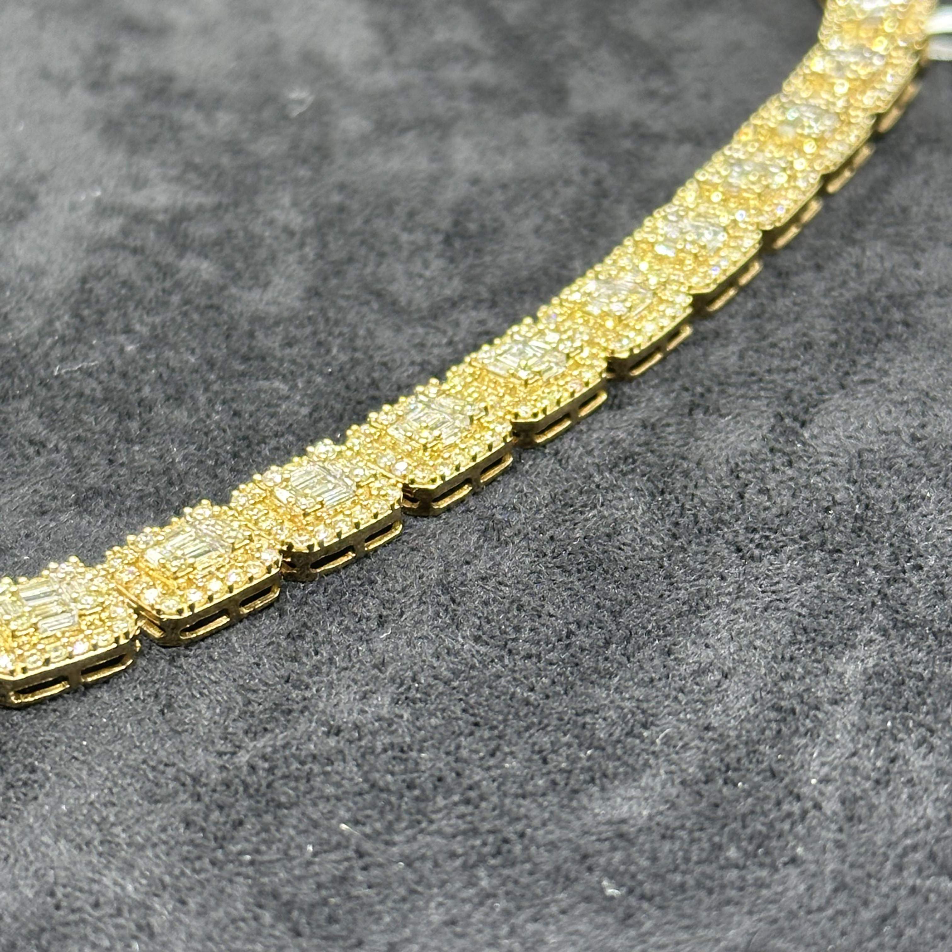 10k Solid Gold Cluster Tennis Chain with 20 CTW Natural Diamonds for Men & Women