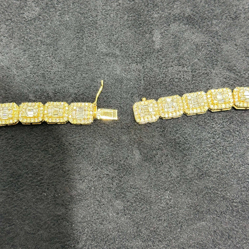 10k Solid Gold Cluster Tennis Chain with 20 CTW Natural Diamonds for Men & Women
