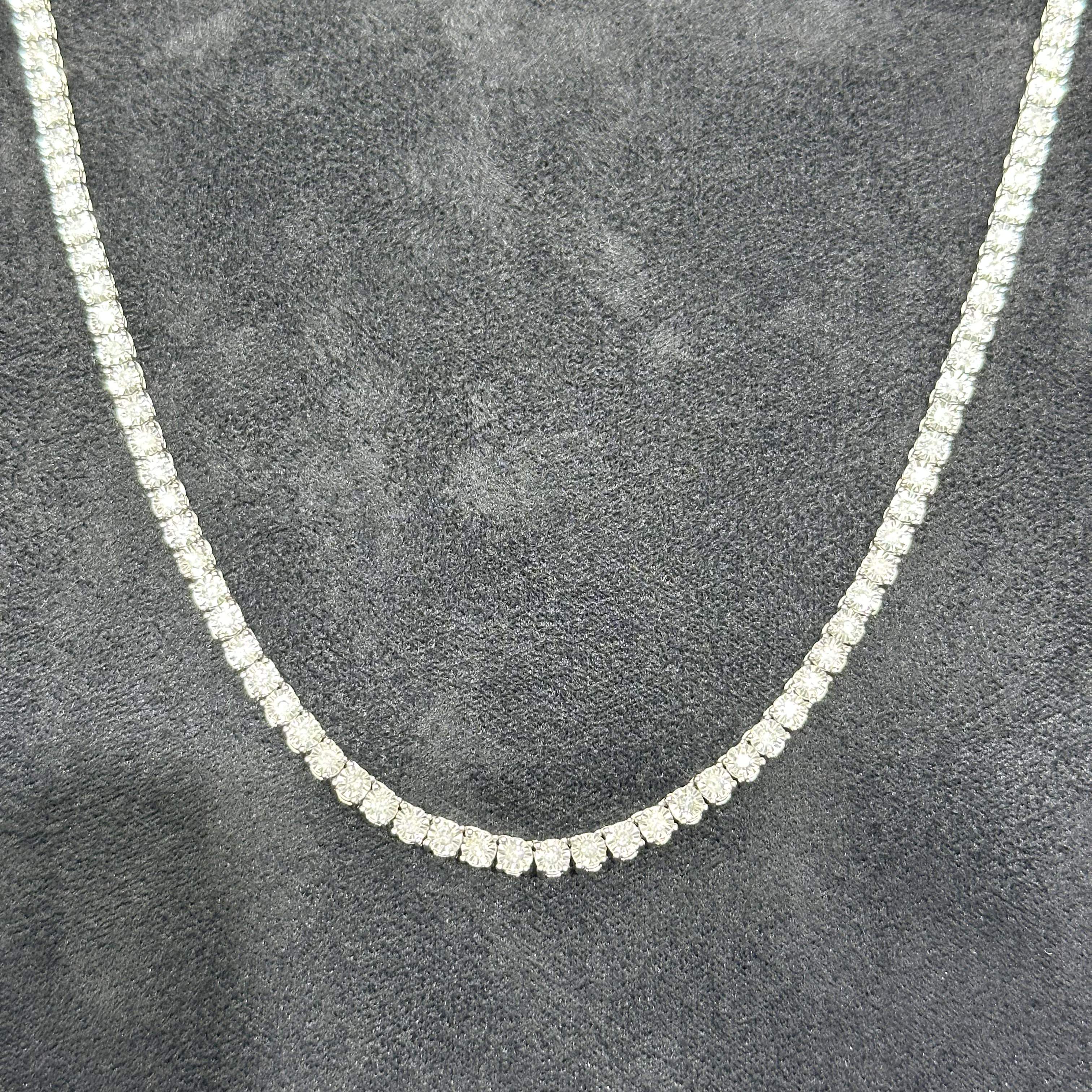 4.71CTW Natural Diamond Tennis Chain with 10k Solid White Gold