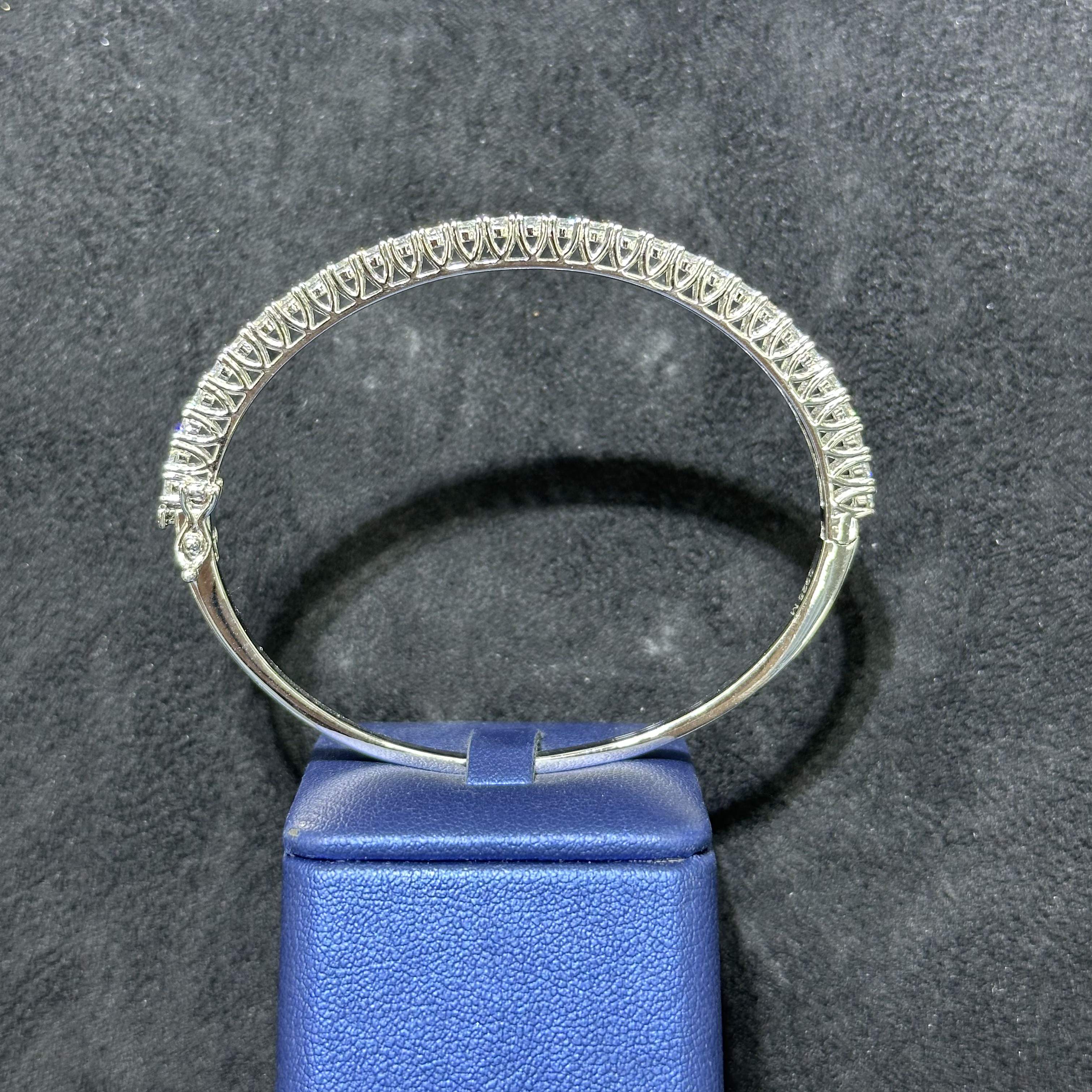 925 Sterling SIlver Bangle Bracelet Tennis Style Moissanite for Woman Man