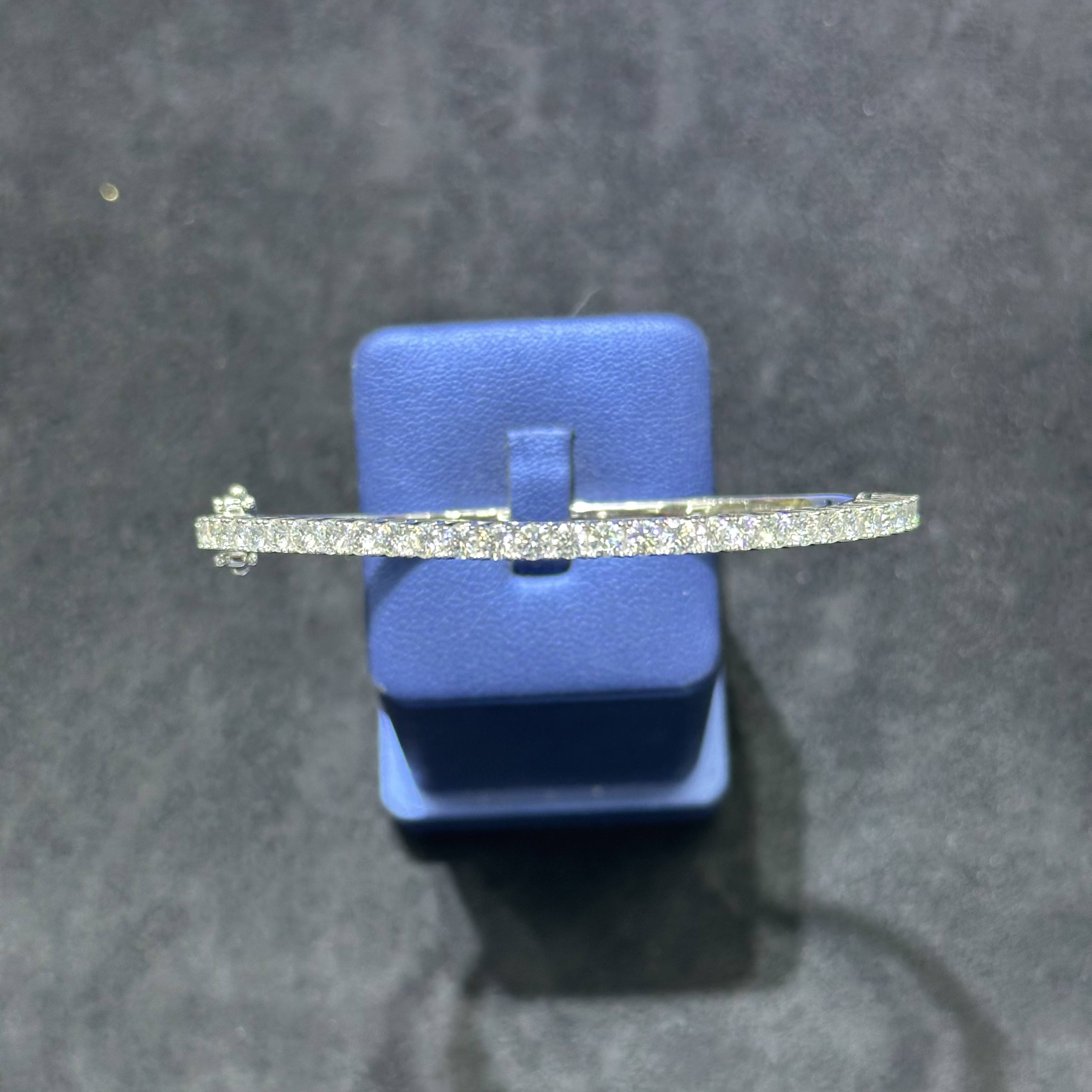 925 Sterling SIlver Bangle Bracelet Tennis Style Moissanite for Woman Man