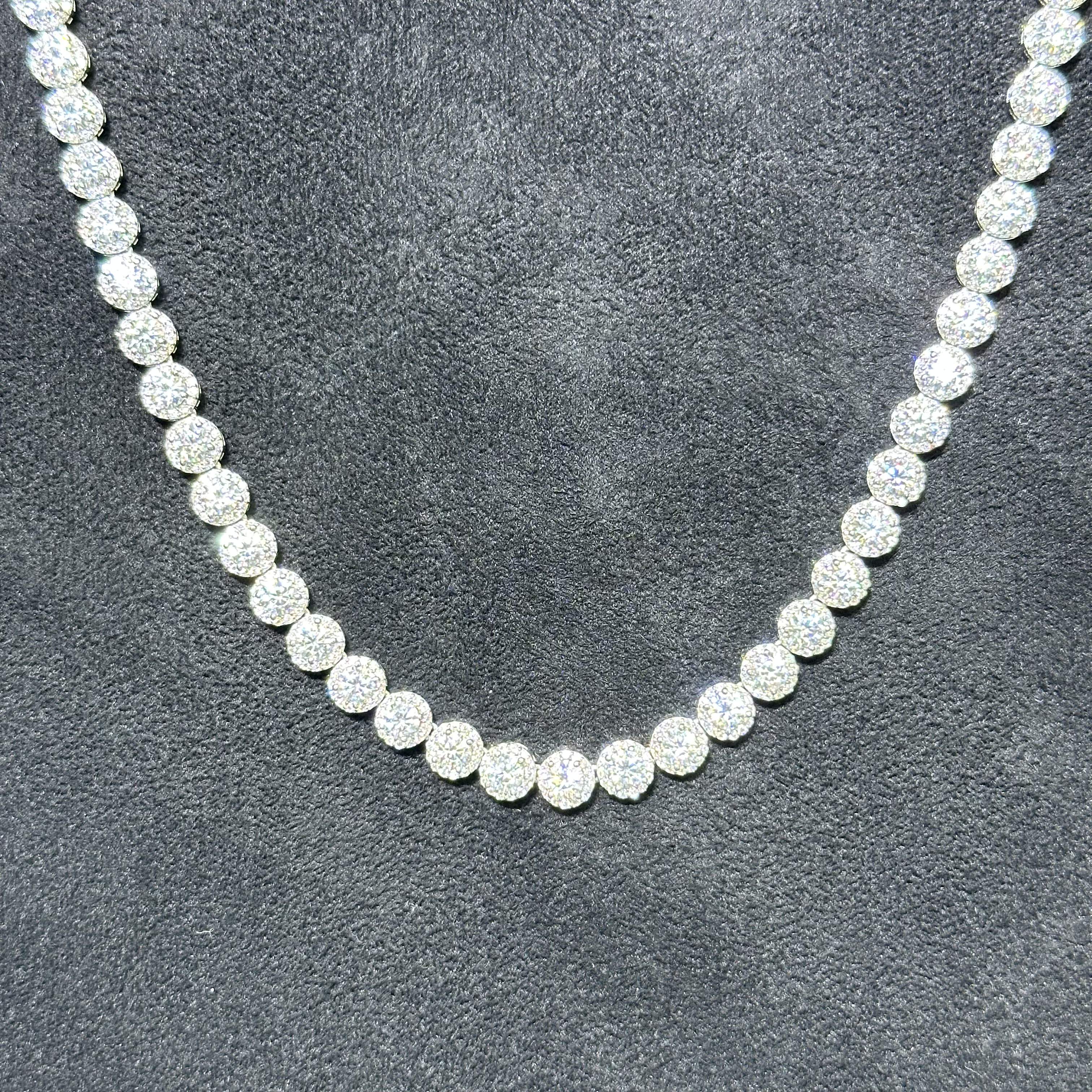 19.62 CTW VVS Moissanite Tennis Chain with 925 Sterling Silver 17"