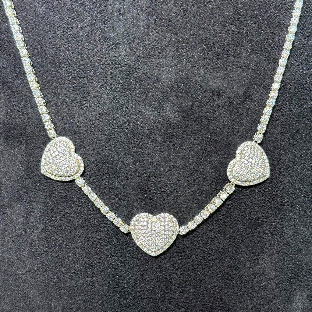 925 Sterling Silver VVS Moissanite Heart Tennis Chain 19"