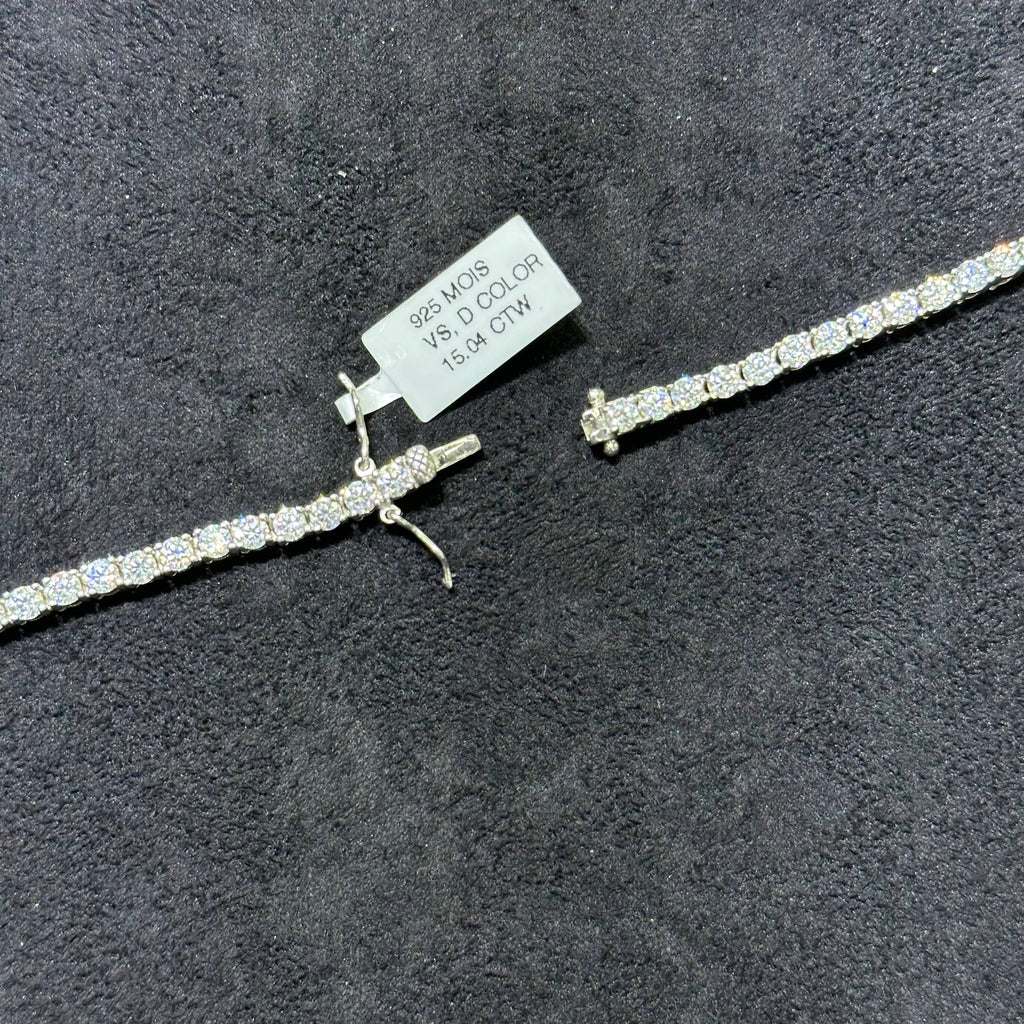 925 Sterling Silver VVS Moissanite Heart Tennis Chain 19"