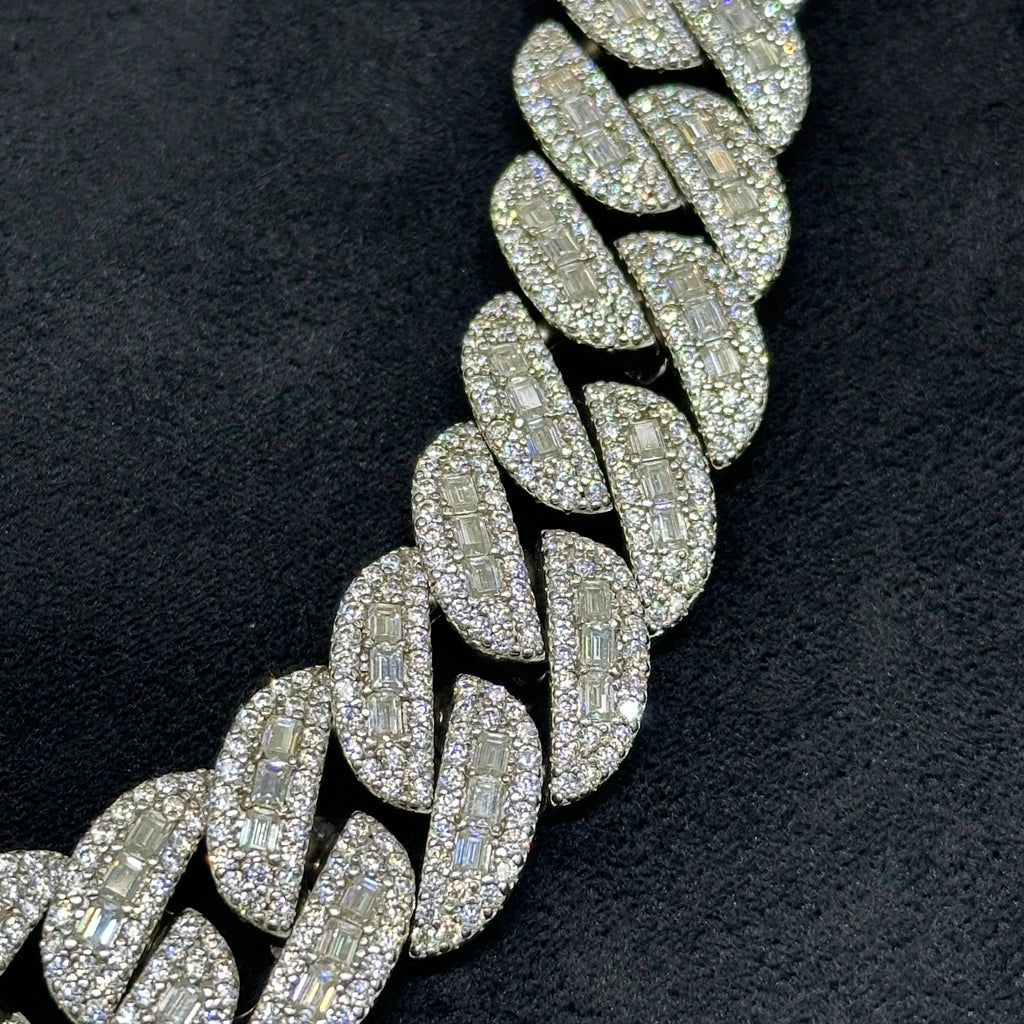 925 Sterling SIlver with 57.0CTW VVS Moissanite Cuban Chain Heavyweight For Men