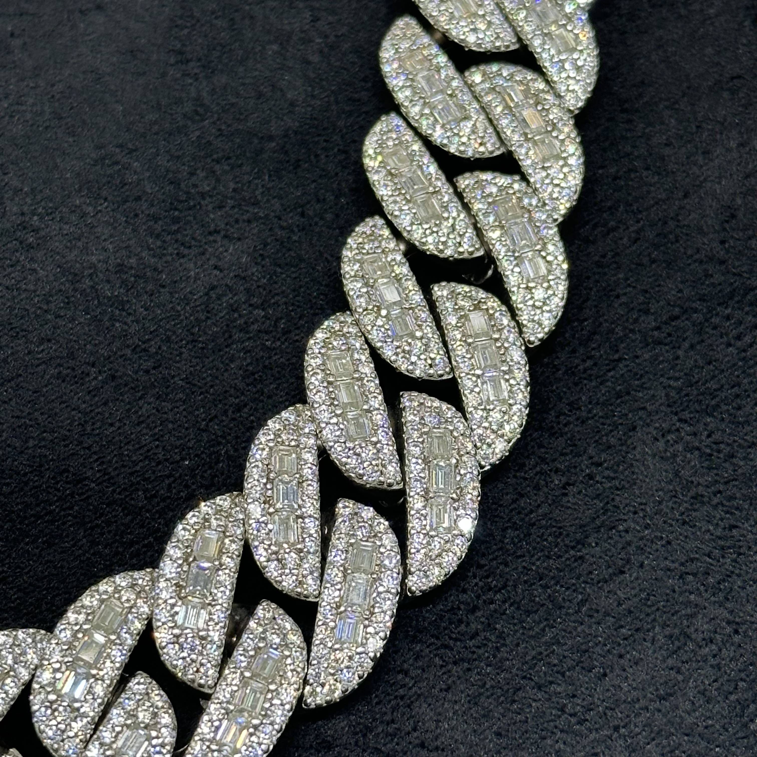925 Sterling SIlver with 57.0CTW VVS Moissanite Cuban Chain Heavyweight For Men