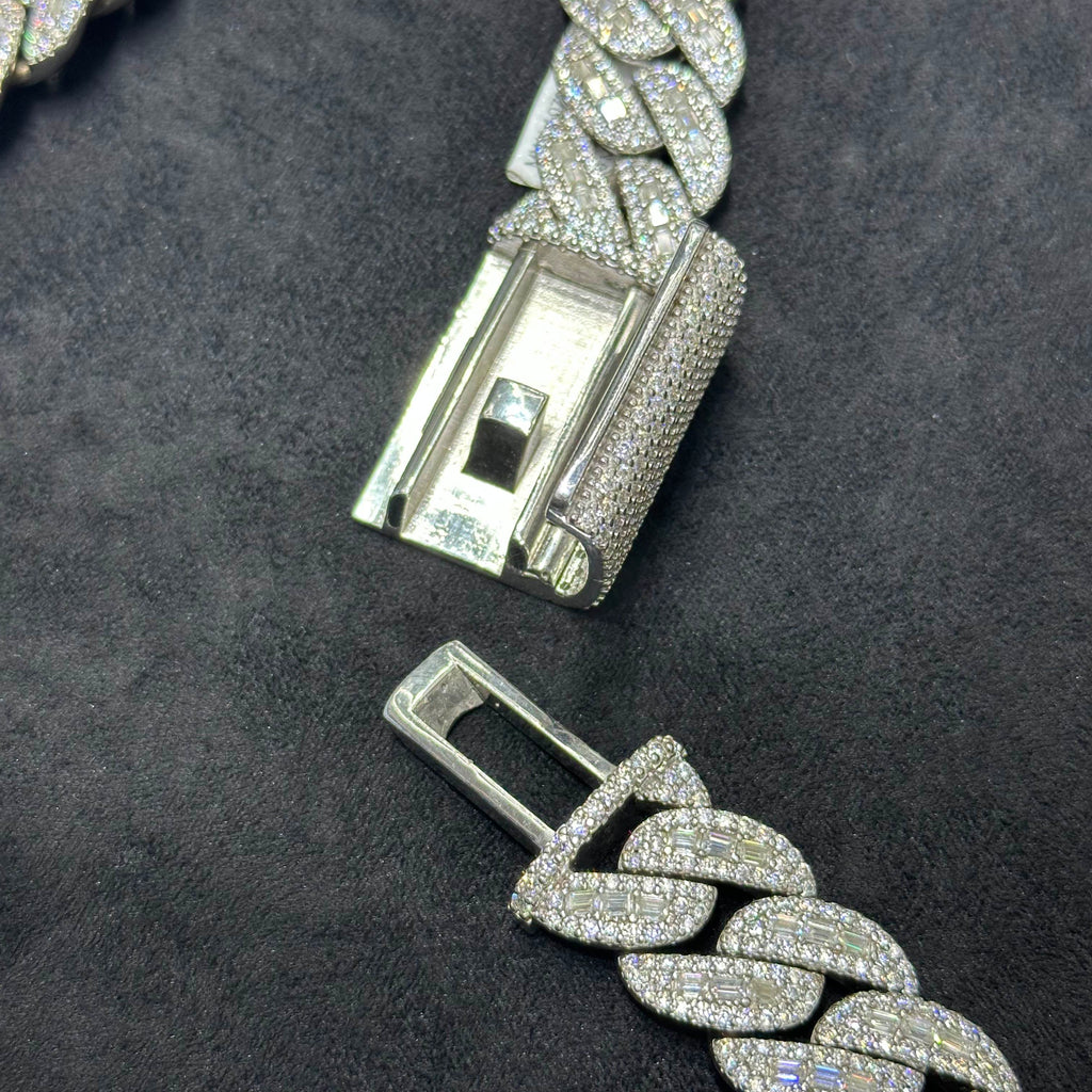 925 Sterling SIlver with 57.0CTW VVS Moissanite Cuban Chain Heavyweight For Men