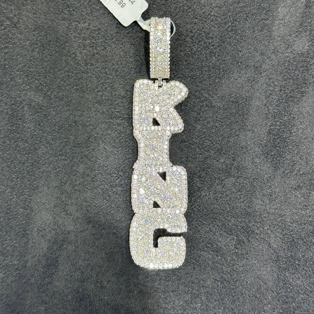 "KING" Letter Charm with Moissanite 9.30 CTW for Men