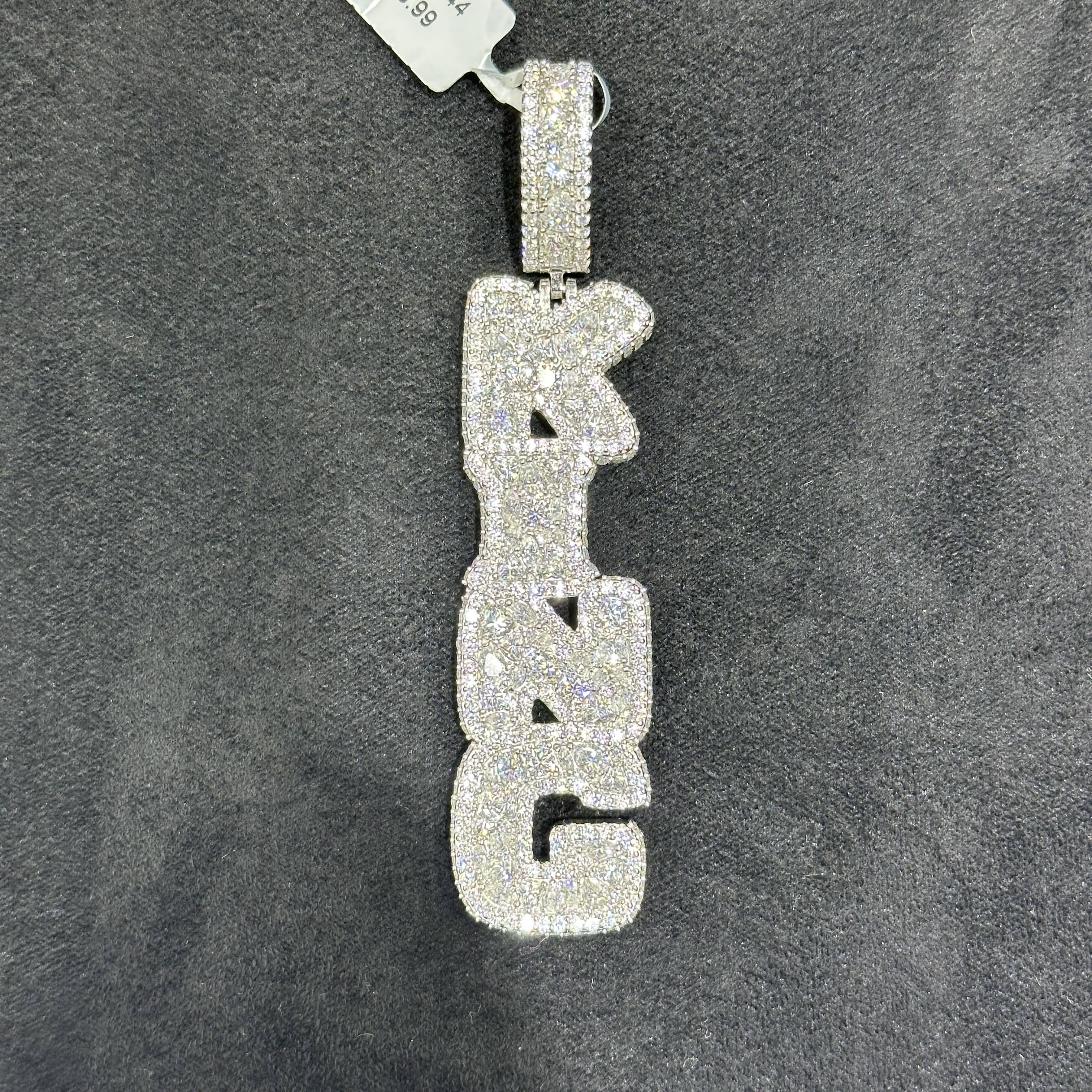 "KING" Letter Charm with Moissanite 9.30 CTW for Men