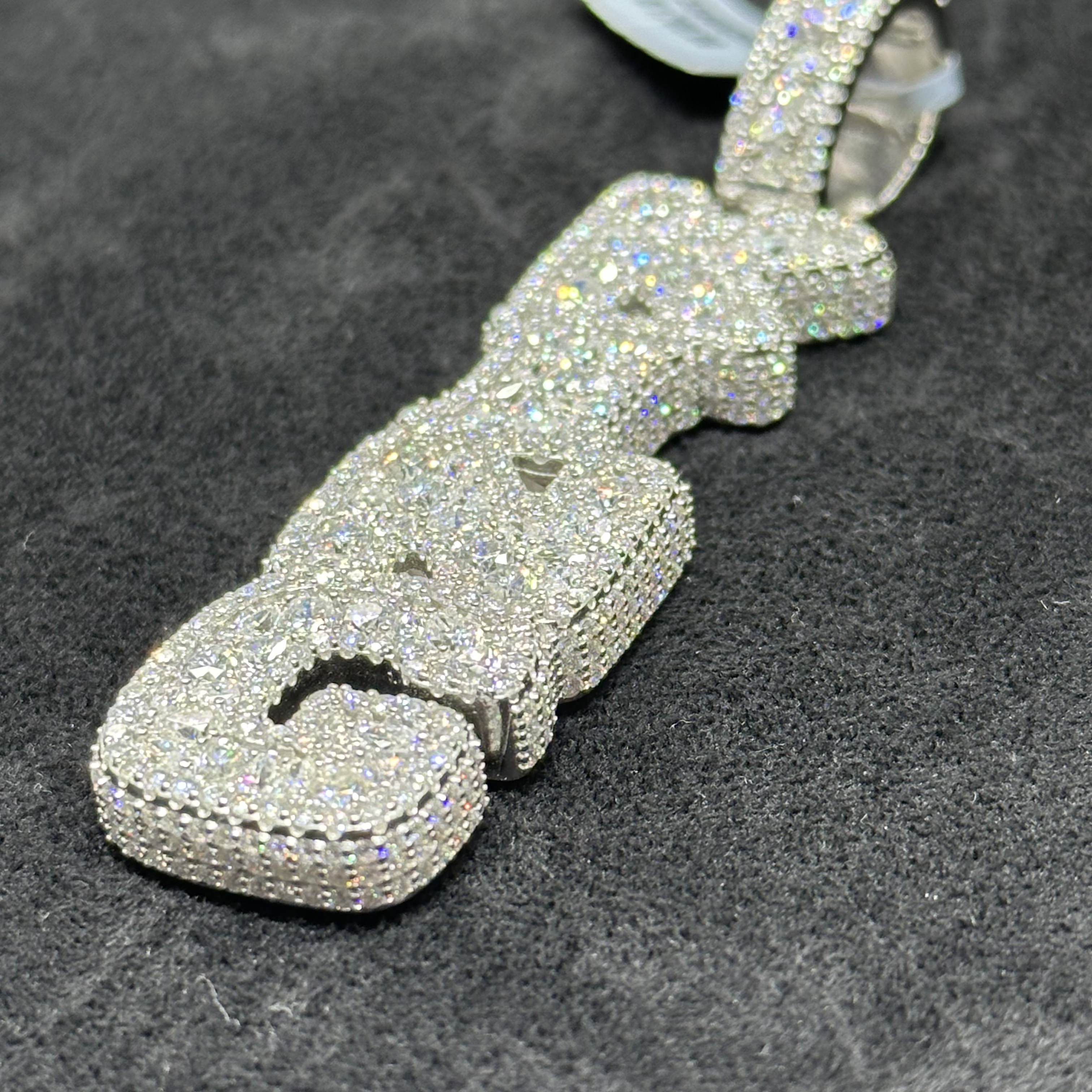 "KING" Letter Charm with Moissanite 9.30 CTW for Men