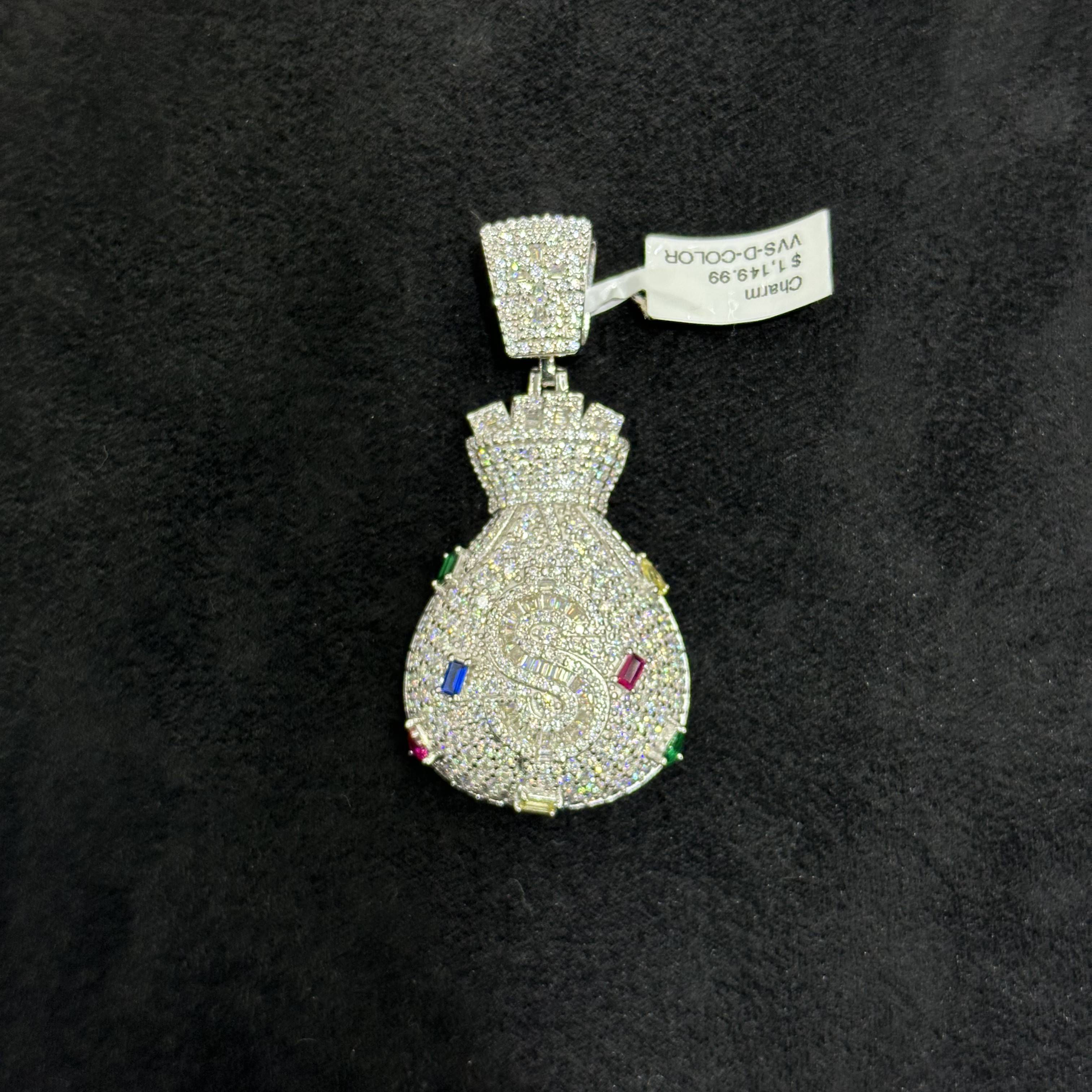 VVS-D Moissanite Moneybag Charm for Men & Women