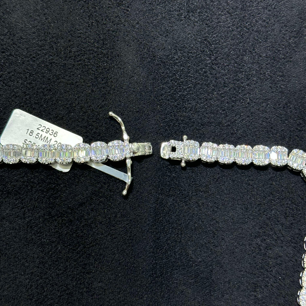 22.83 CTW 925 Sterling Silver VVS Moissanite Butterfly Cluster Tennis Chain 20"