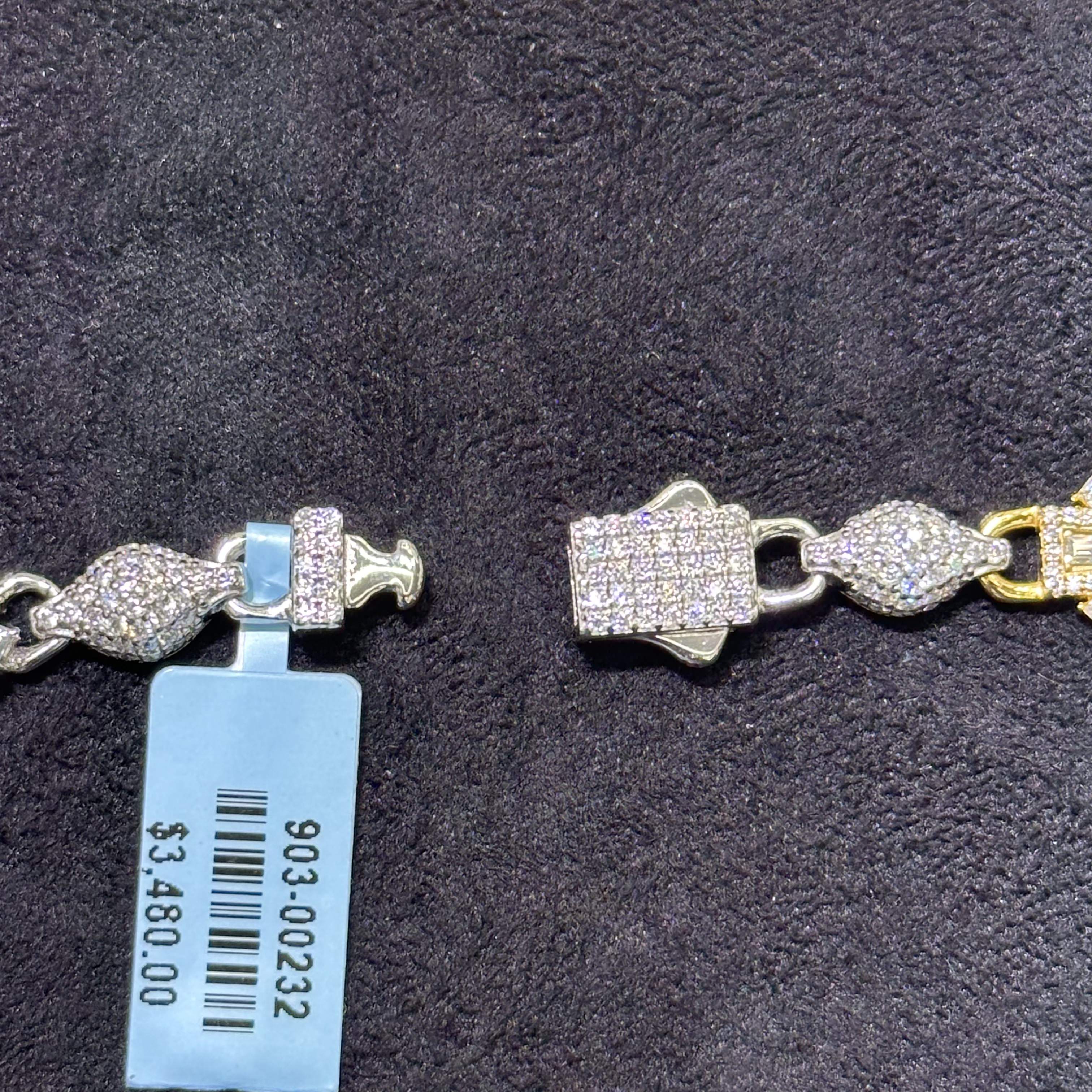 Semi Gold Coated 925 Sterling Silver VVS Moissanite 16.17 ctw Cross Chain 20"