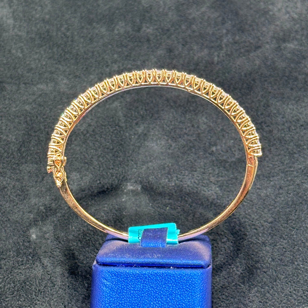 Silver Bangle Bracelet for Ladies VVS Moissanite Passes Tester Rose Gold Coated