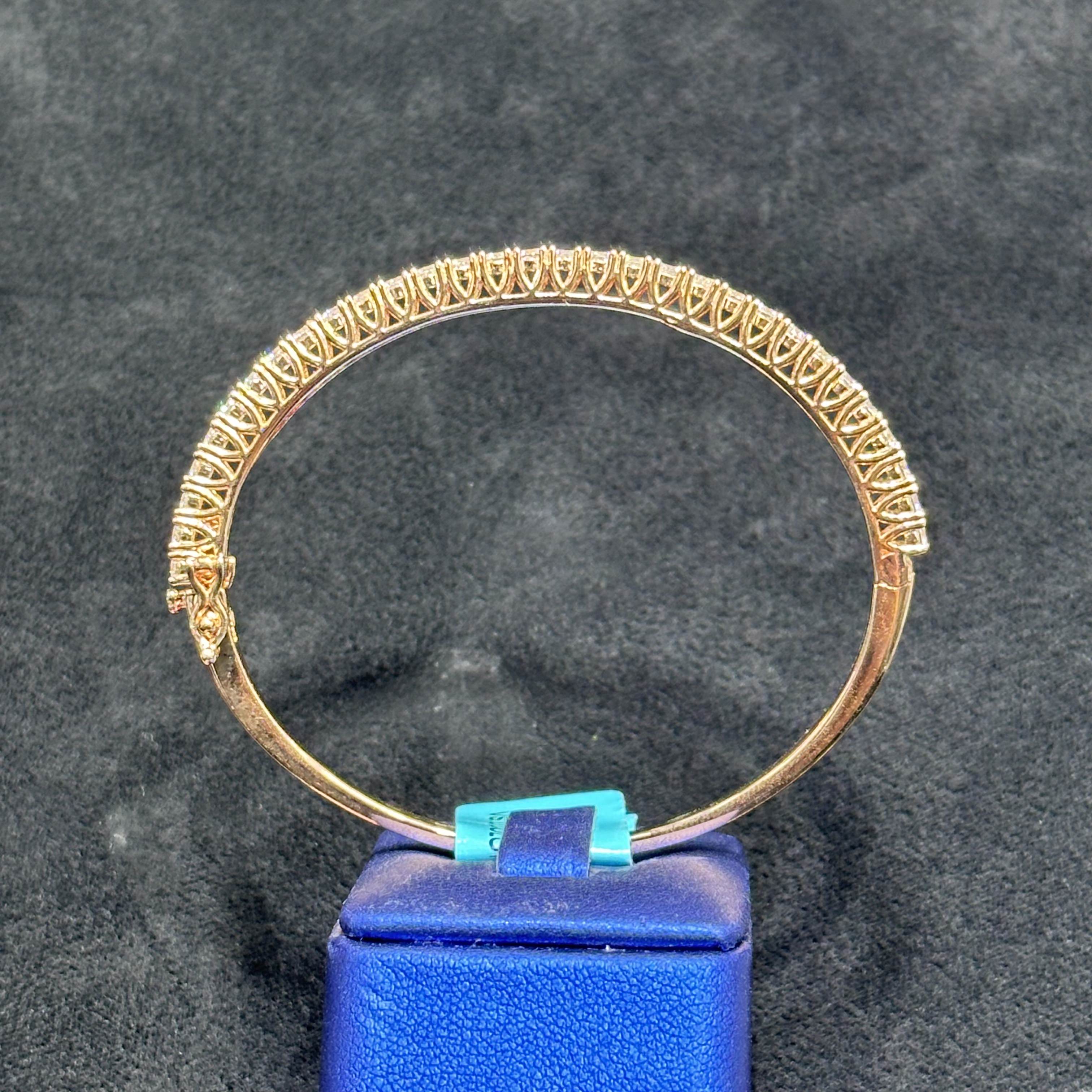 Silver Bangle Bracelet for Ladies VVS Moissanite Passes Tester Rose Gold Coated