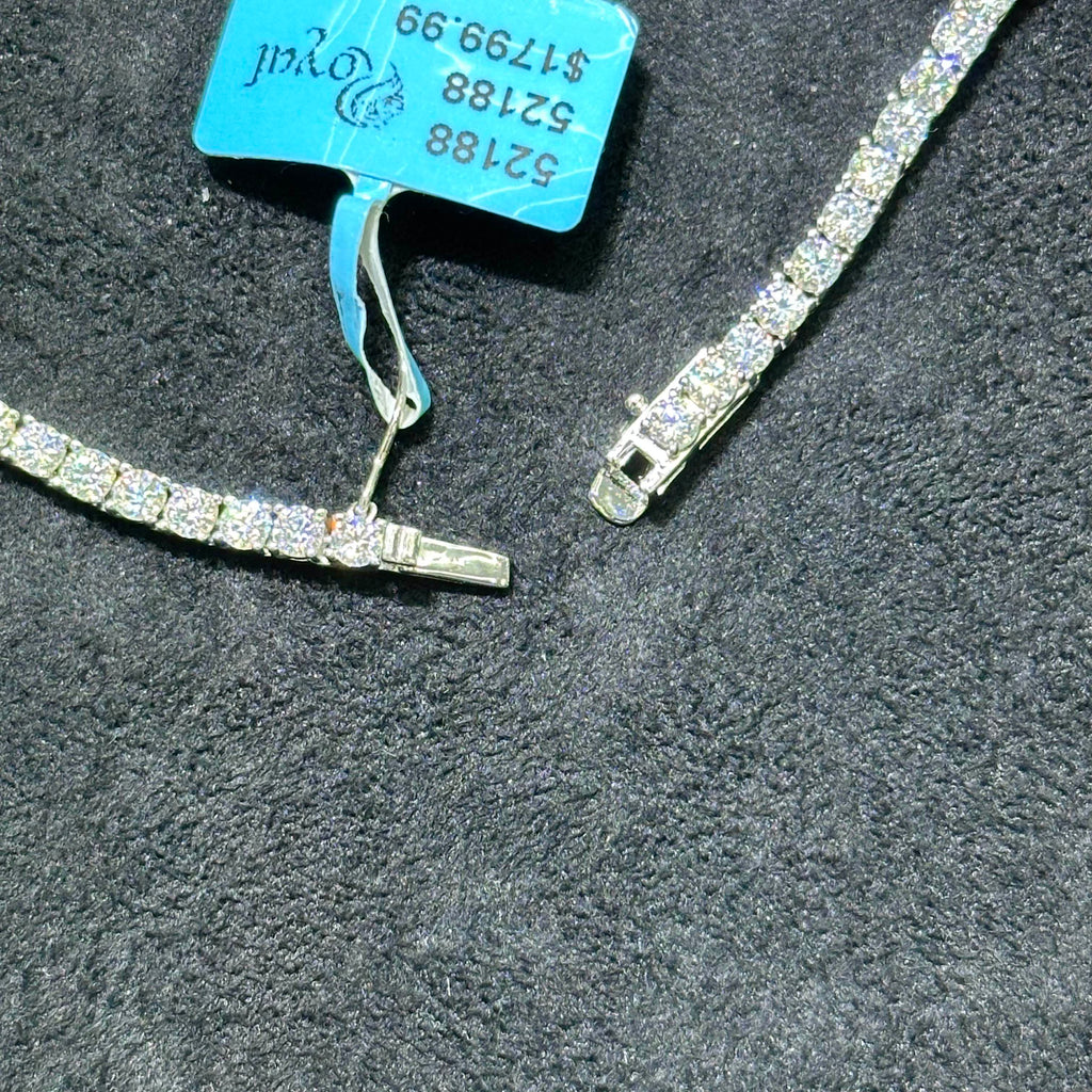 16.23 ctw VVS Moissanite Heart Tennis Chain 18" 925 Sterling Silver