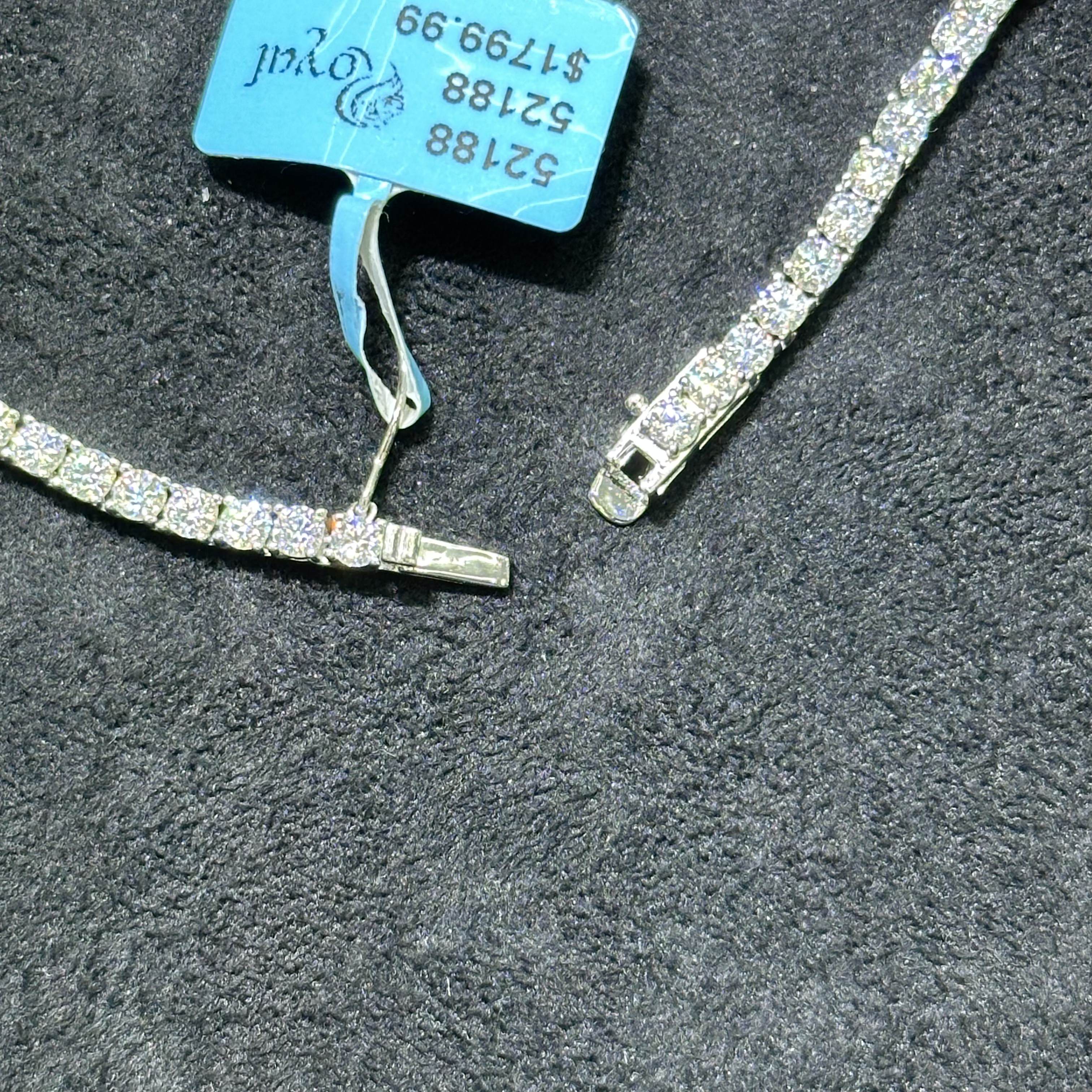 16.23 ctw VVS Moissanite Heart Tennis Chain 18" 925 Sterling Silver