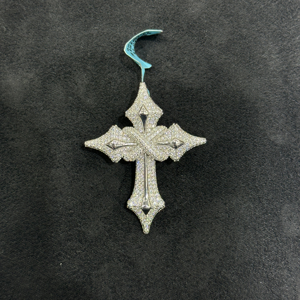 Pointy Silver Cross with Moissanite Diamonds 4.86 CTW Man Woman Adults