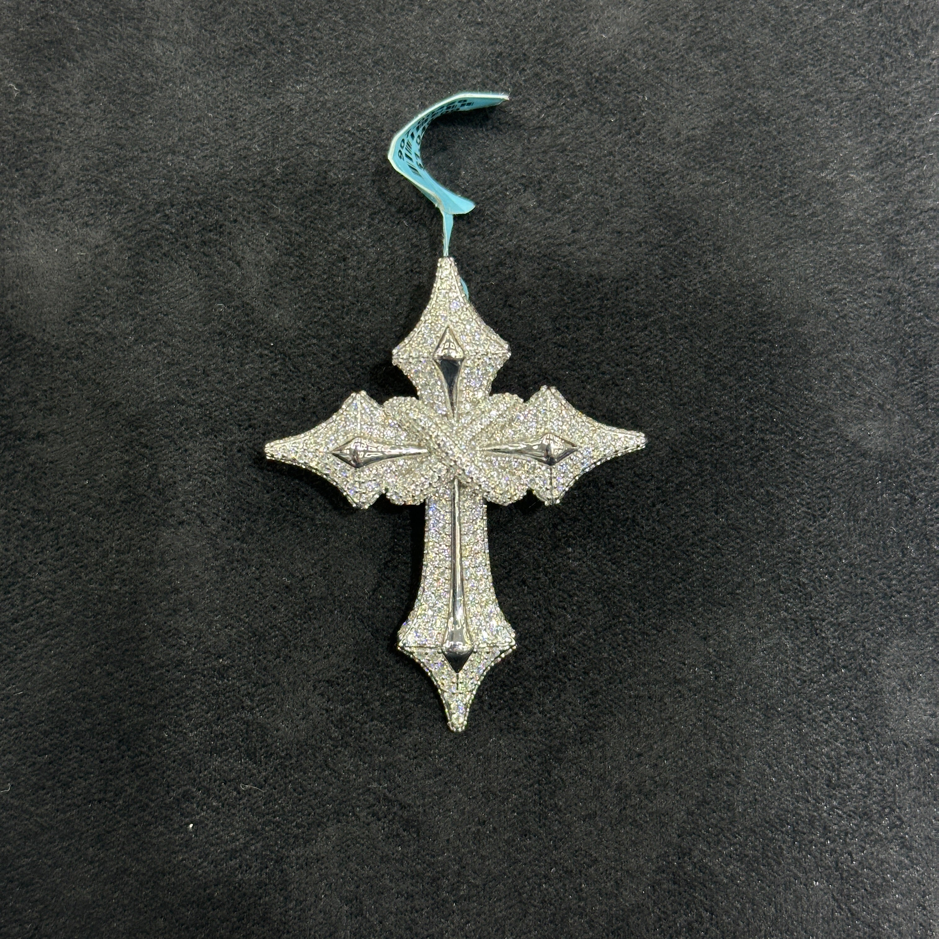 Pointy Silver Cross with Moissanite Diamonds 4.86 CTW Man Woman Adults