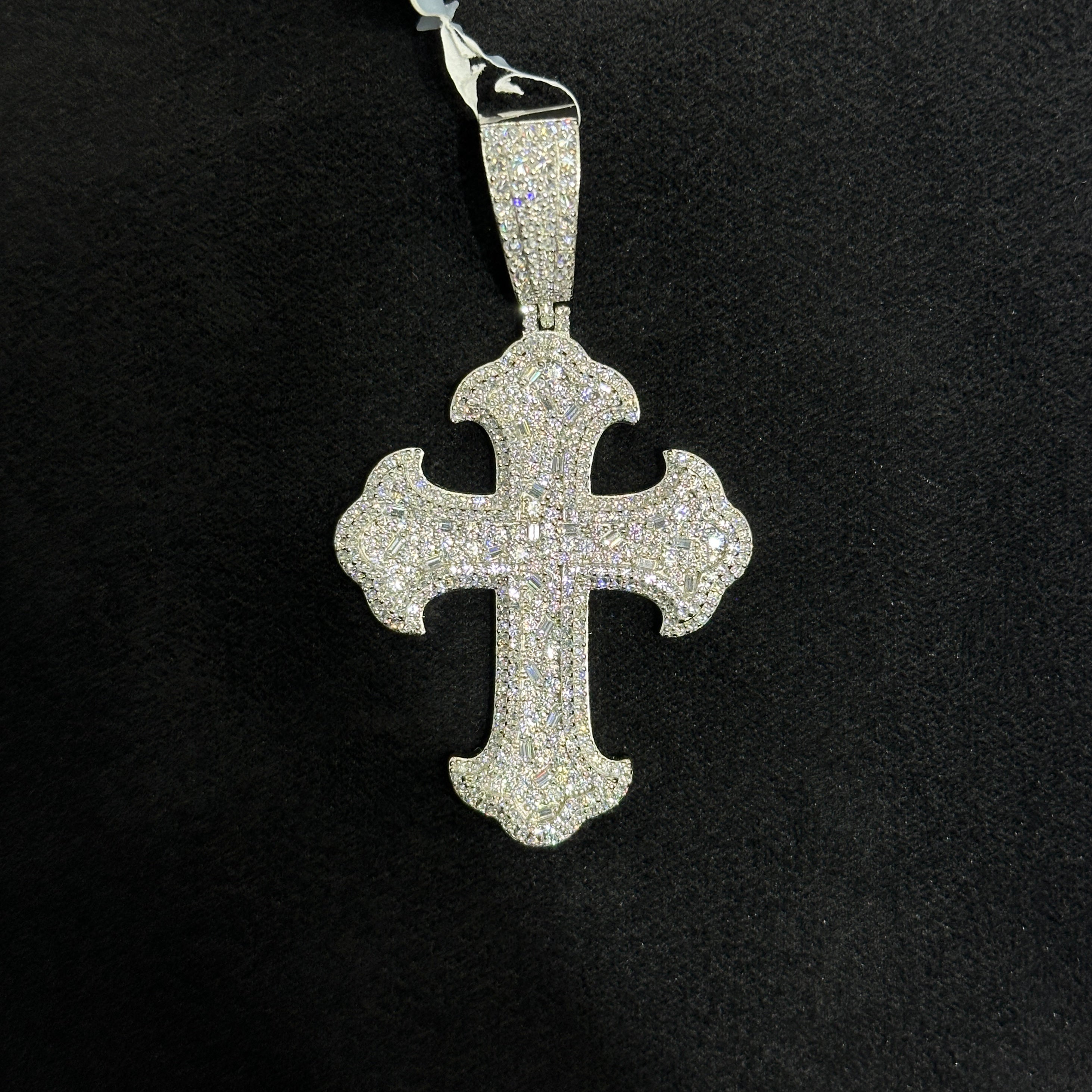 Large Fancy Cross with Moissanite 4.02 CTW Charm Man Woman Hip Hop Jewelry