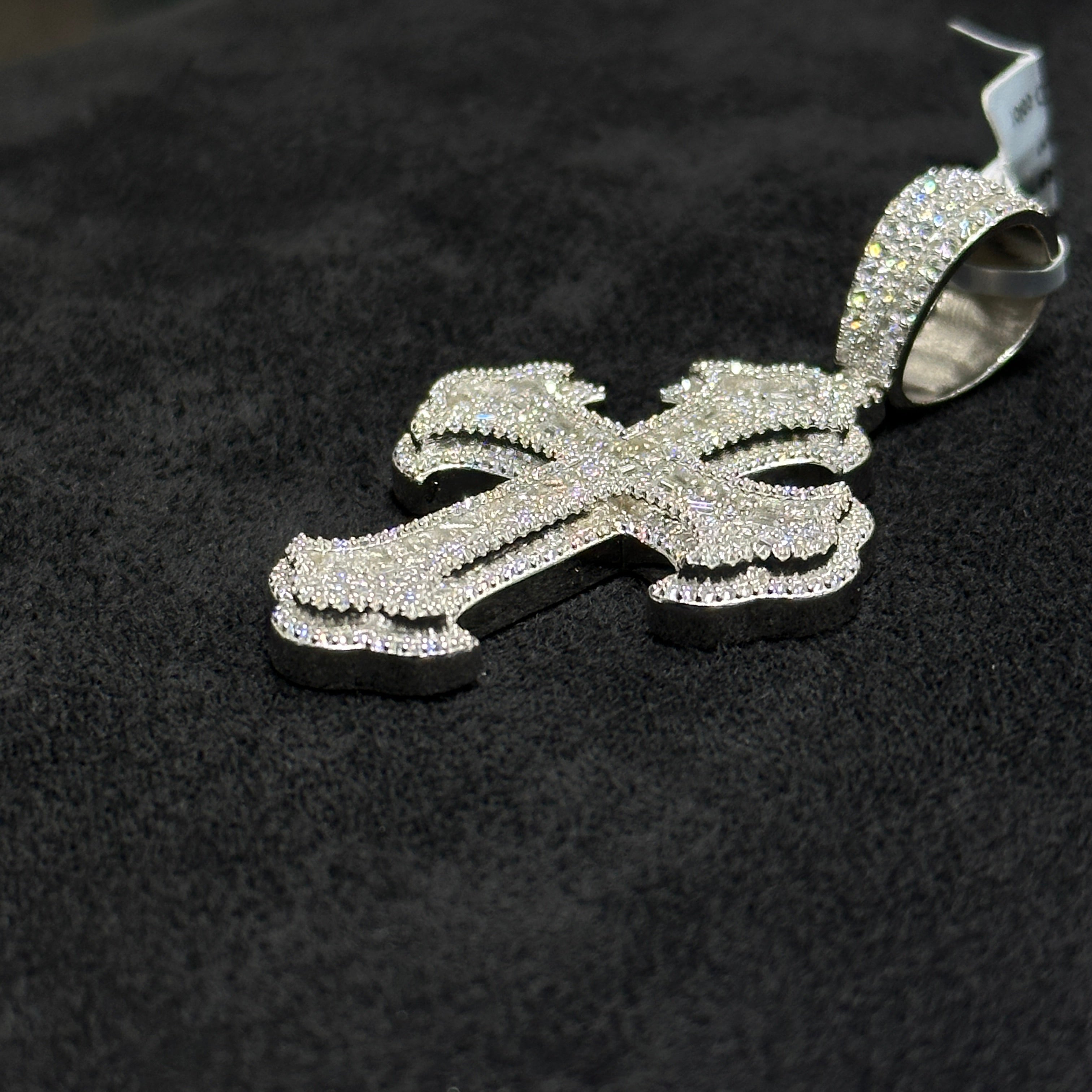 Large Fancy Cross with Moissanite 4.02 CTW Charm Man Woman Hip Hop Jewelry