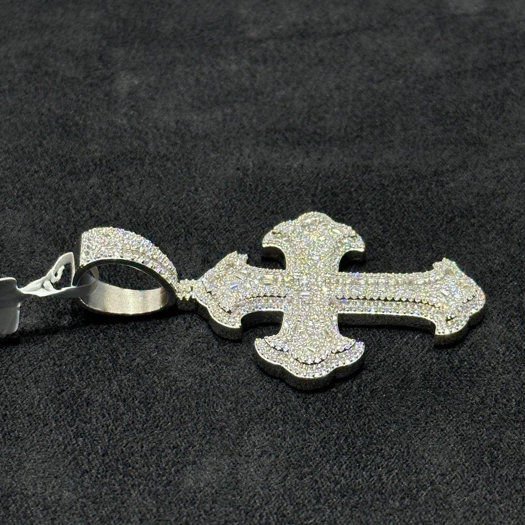 Large Fancy Cross with Moissanite 4.02 CTW Charm Man Woman Hip Hop Jewelry