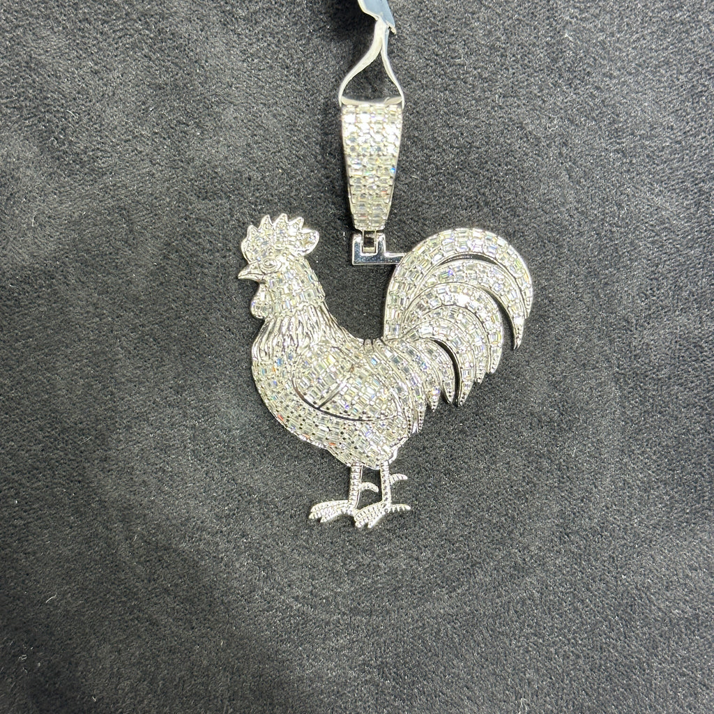 Roaster Silver Charm with Moissanite 6.43 CTW Large for Adults