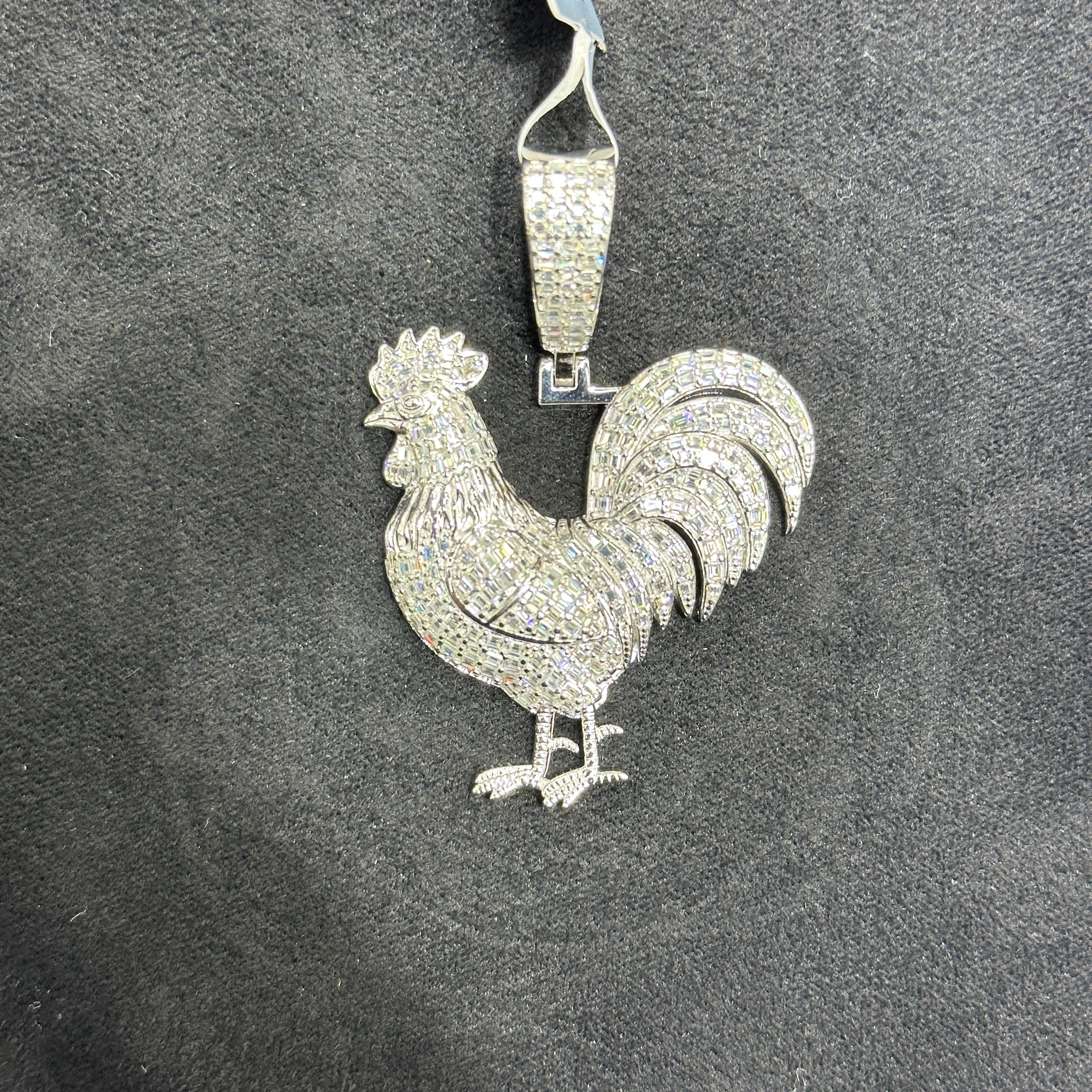 Roaster Silver Charm with Moissanite 6.43 CTW Large for Adults