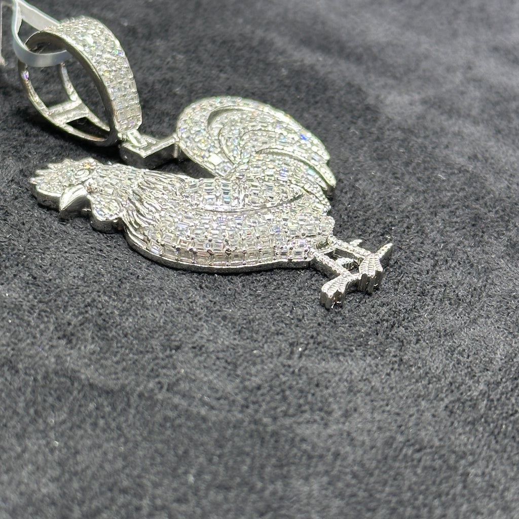 Roaster Silver Charm with Moissanite 6.43 CTW Large for Adults
