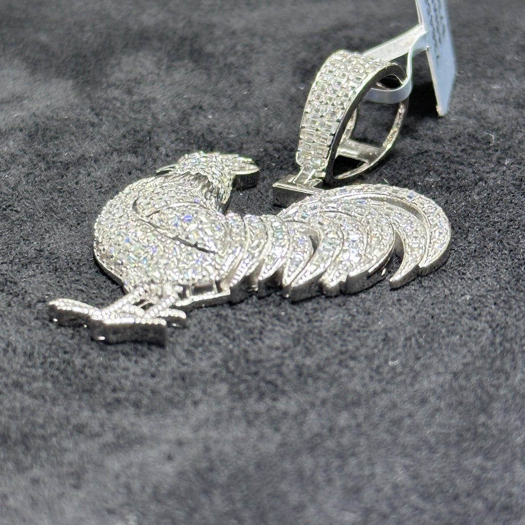Roaster Silver Charm with Moissanite 6.43 CTW Large for Adults