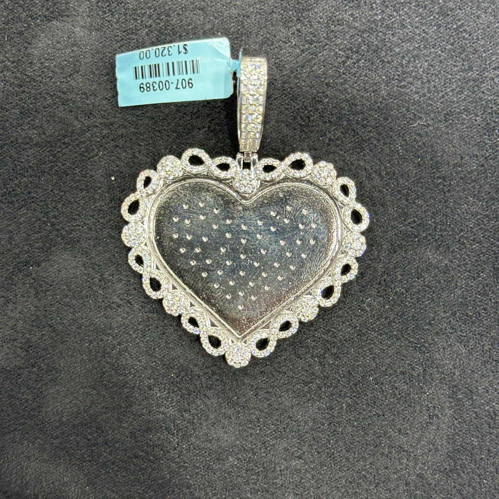 Heart Infinity Charm Picture Memorial 925 Silver with Moissanite 2.10 CTW