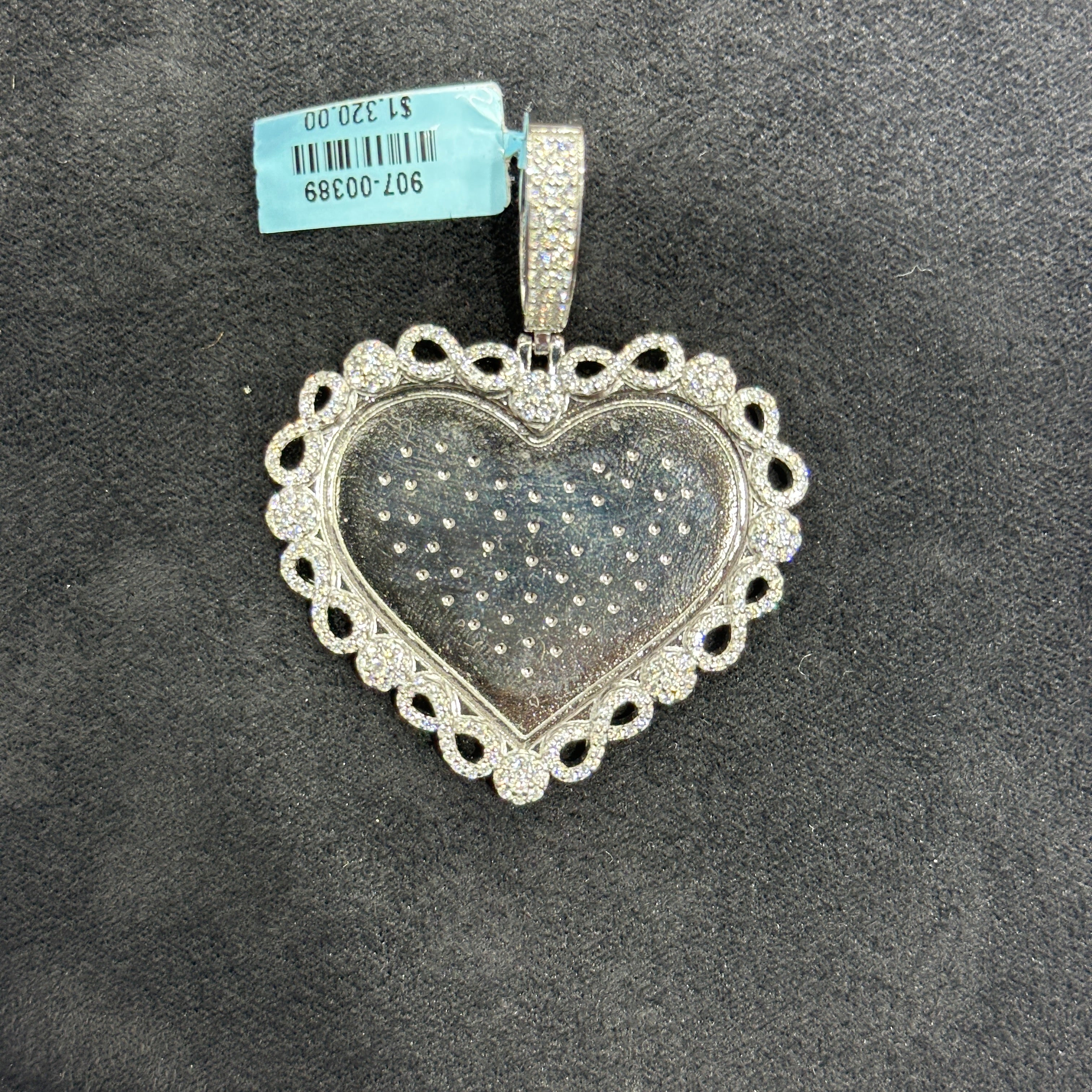 Heart Infinity Charm Picture Memorial 925 Silver with Moissanite 2.10 CTW