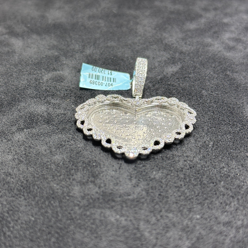 Heart Infinity Charm Picture Memorial 925 Silver with Moissanite 2.10 CTW