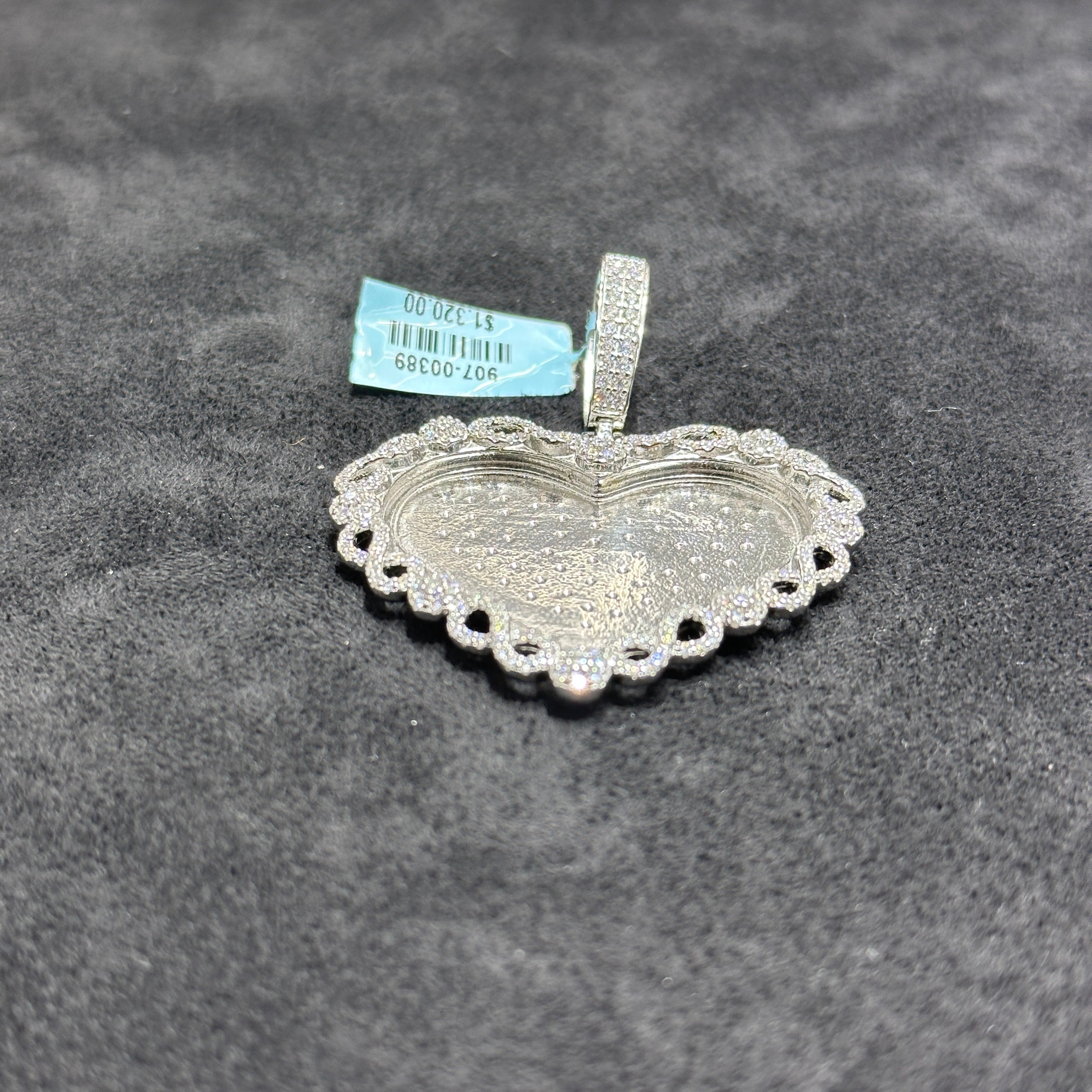 Heart Infinity Charm Picture Memorial 925 Silver with Moissanite 2.10 CTW