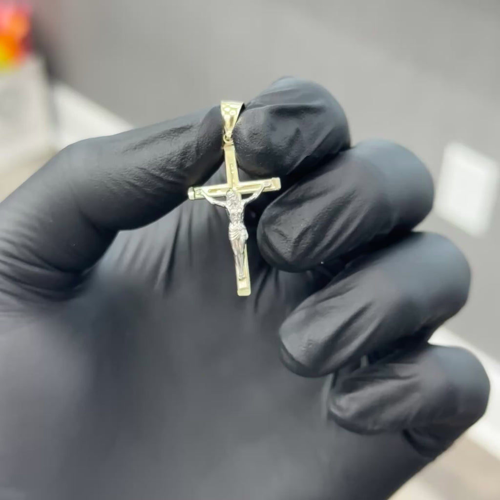 Simple 10k Real Gold Crucifix Charm for Men & Women