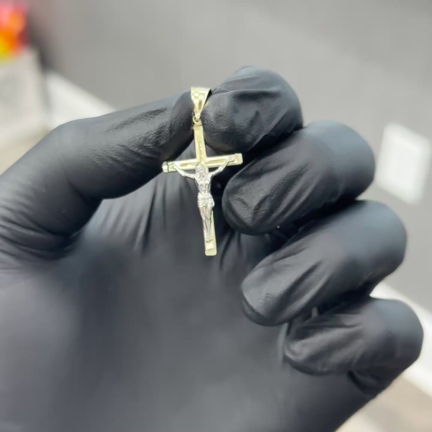 Simple 10k Real Gold Crucifix Charm for Men & Women