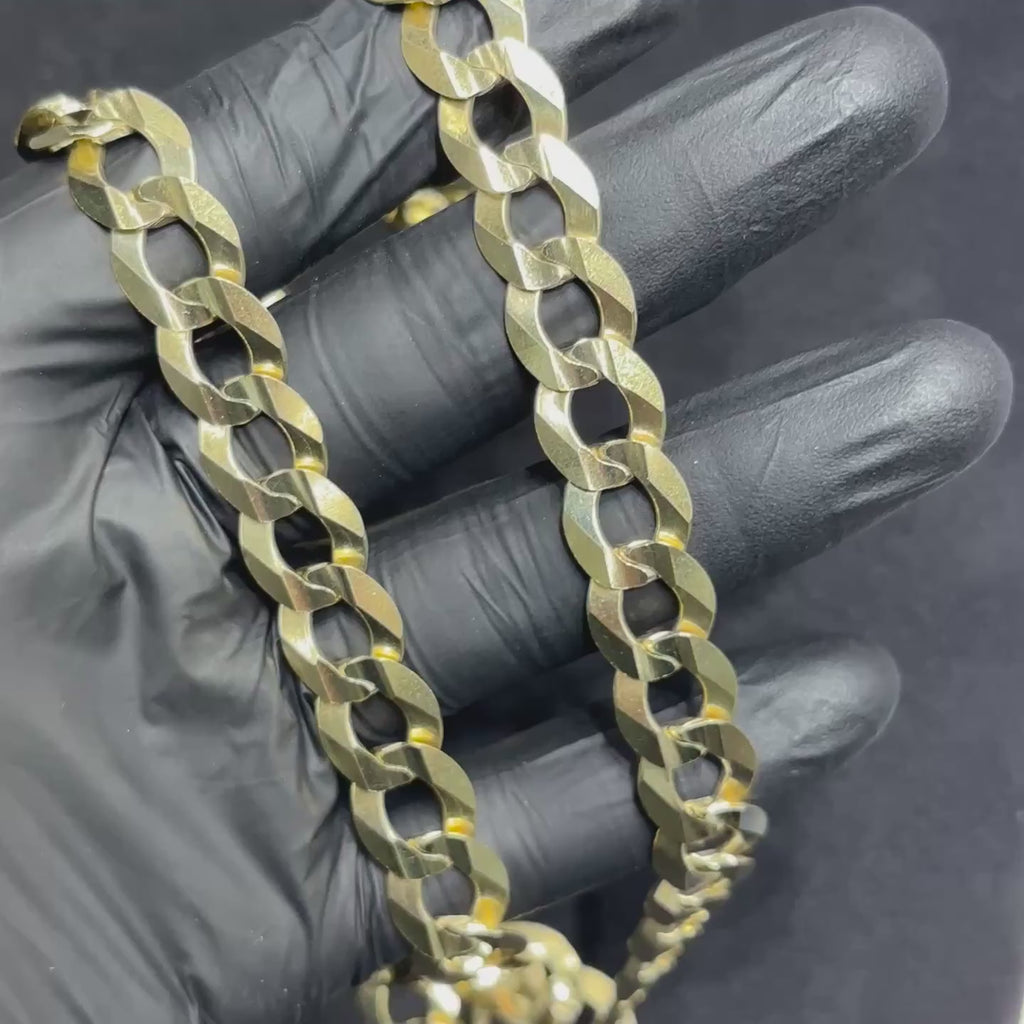 10k Solid Gold 26" Curb Cuban Chain 12mm Real Solid Yellow Gold