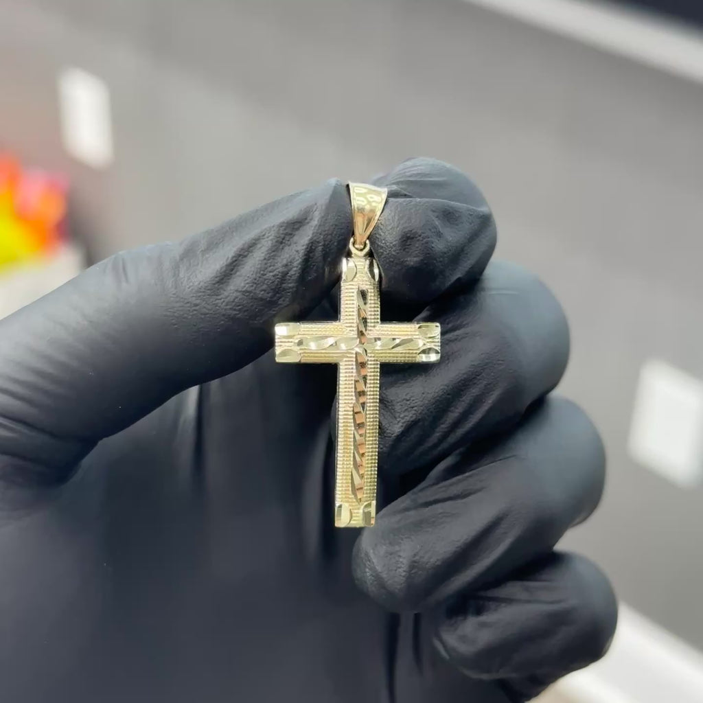 10k Diamond Cut Cross Charm Medium & Small Size for Men & Women