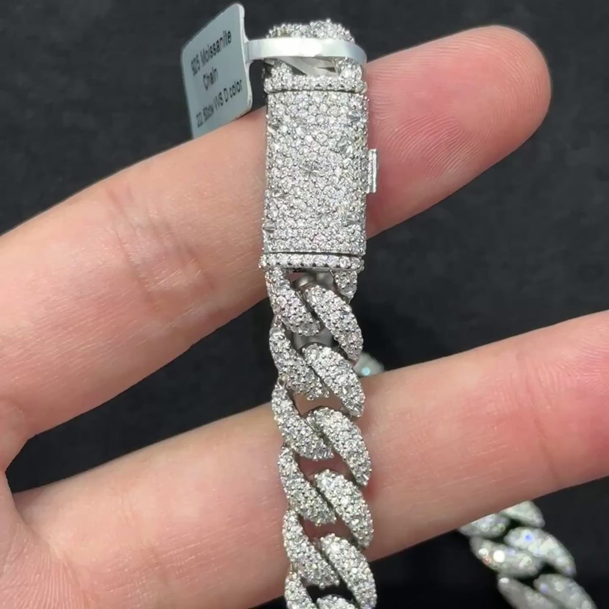 10mm 22-Inch Cuban Link Moissanite Chain in 925 Sterling Silver