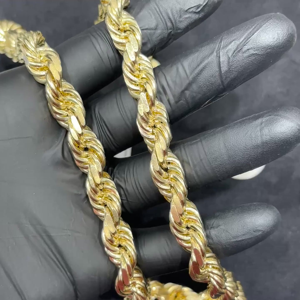 12mm 26-Inch 10k Yellow Gold Rope Chain