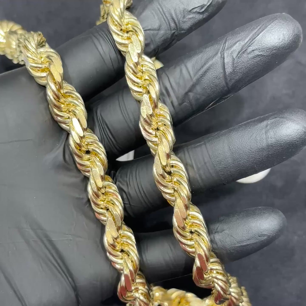 12mm 26-Inch 10k Yellow Gold Rope Chain