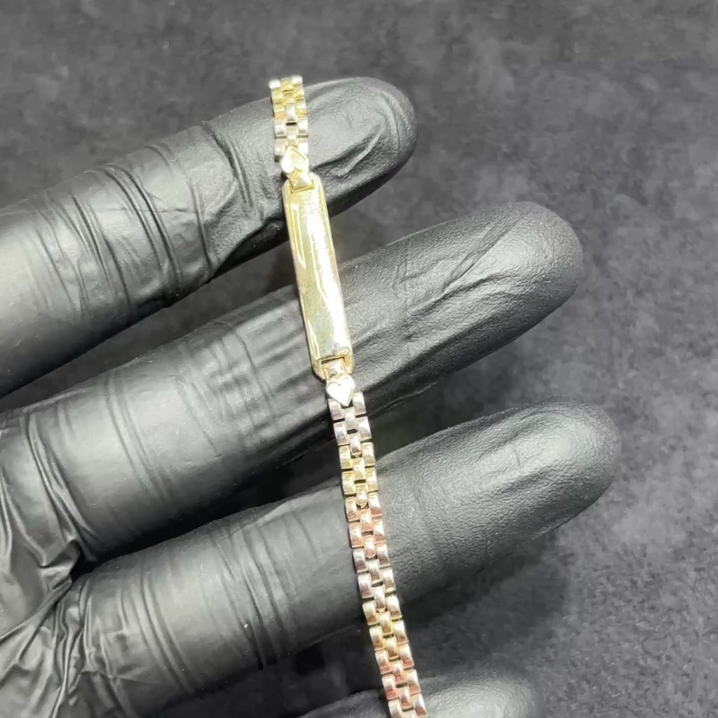 10k Tri-Color Link Style ID Bracelet for Kids